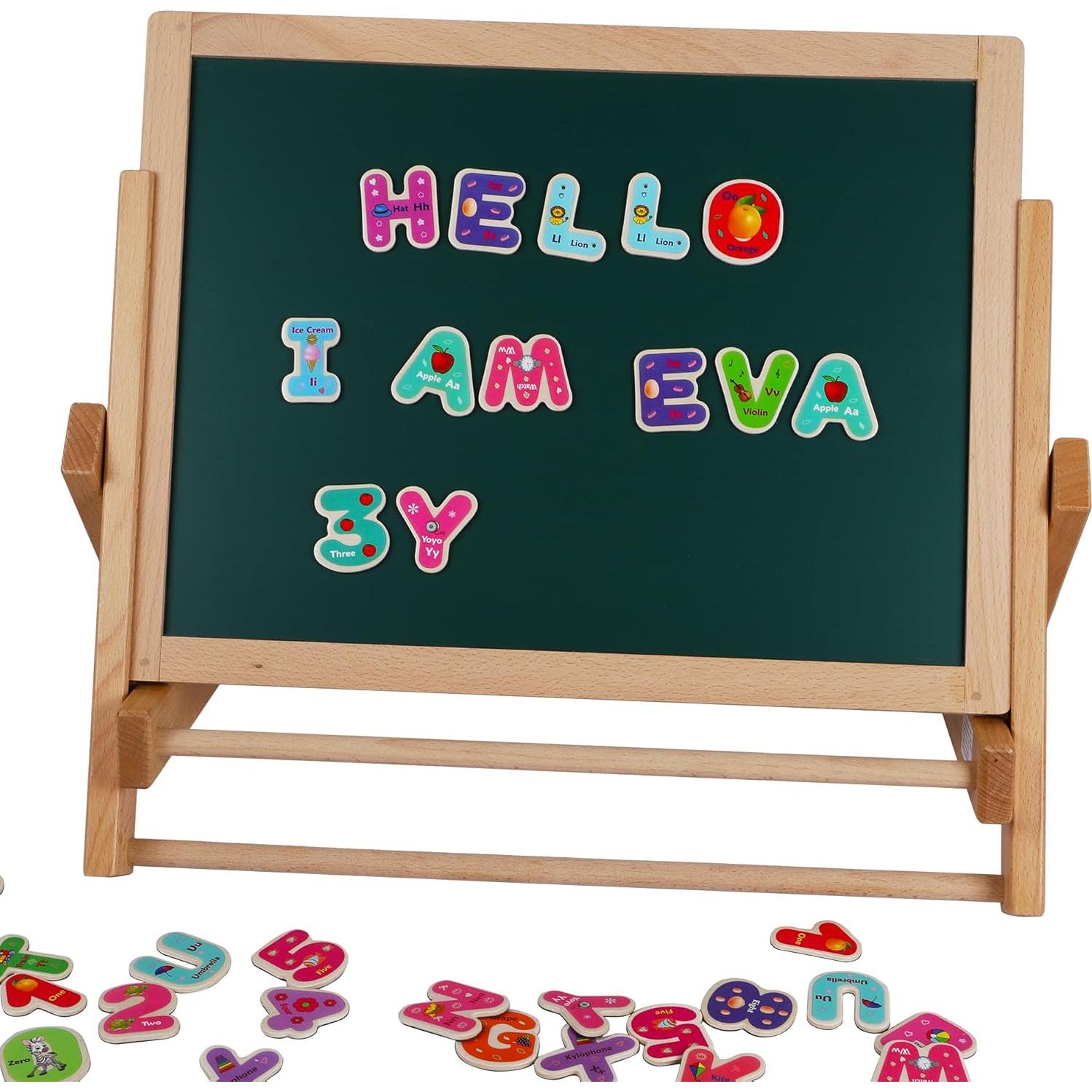 Juguetes de Madera Oxford 72 Piezas Letras y Números Magnéticos