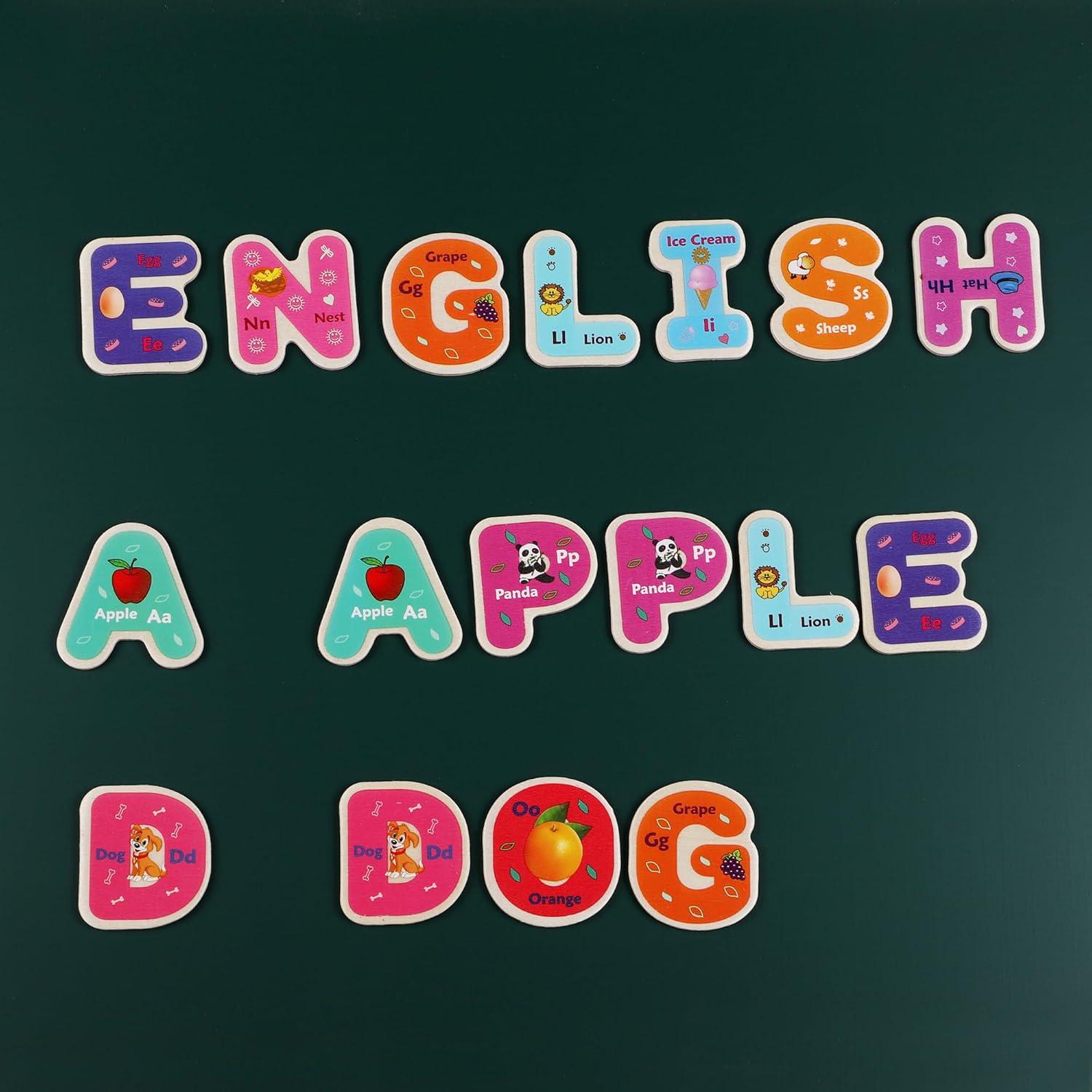 Juguetes de Madera Oxford 72 Piezas Letras y Números Magnéticos