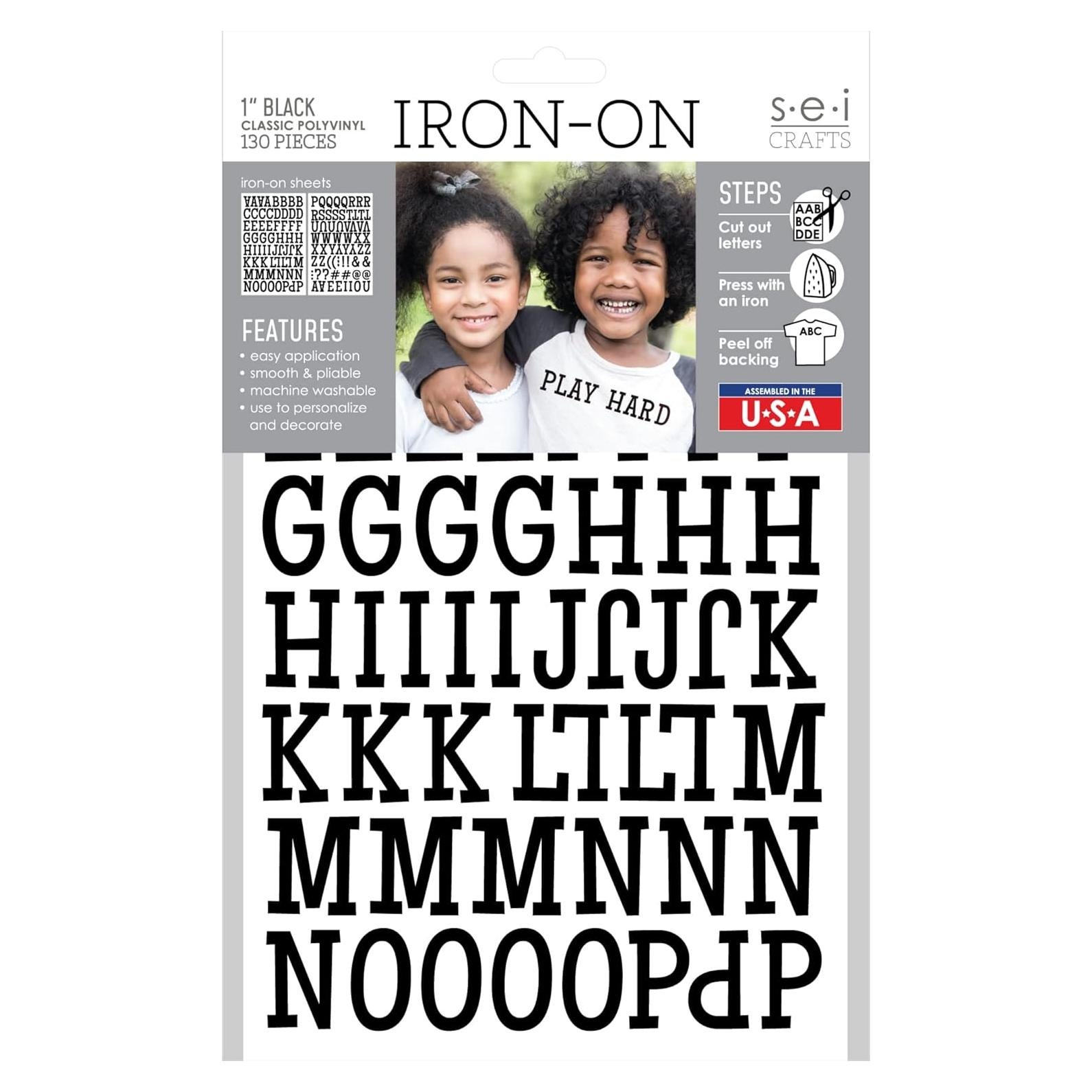 Letras de T-Shirt para Planchar SEI 2.54 cm Negro