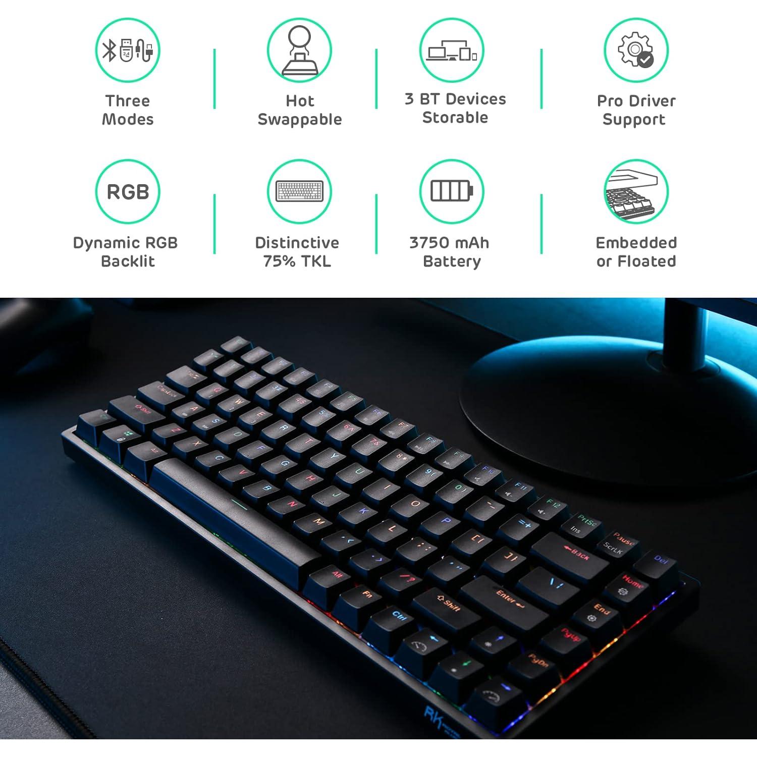Teclado Mecánico RK Royal Kludge RK84 RGB Inalámbrico 75%