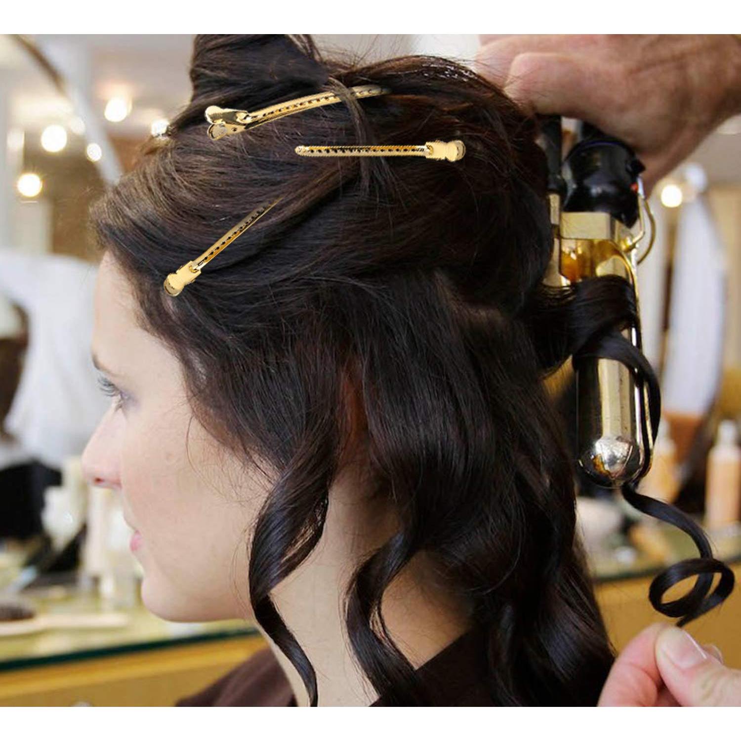 Pinzas de acero inoxidable RSV para cabello - 12 clips oro