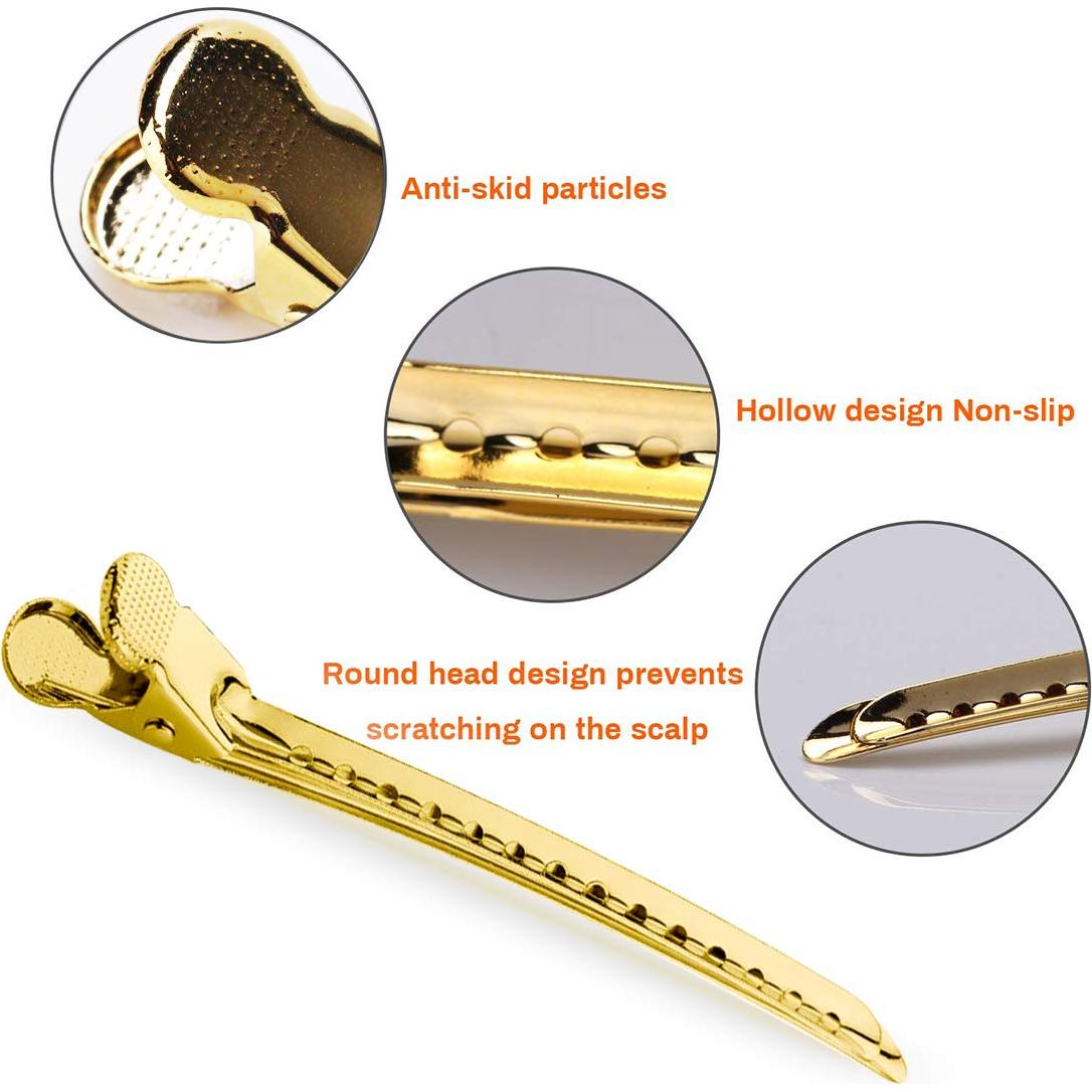 Pinzas de acero inoxidable RSV para cabello - 12 clips oro
