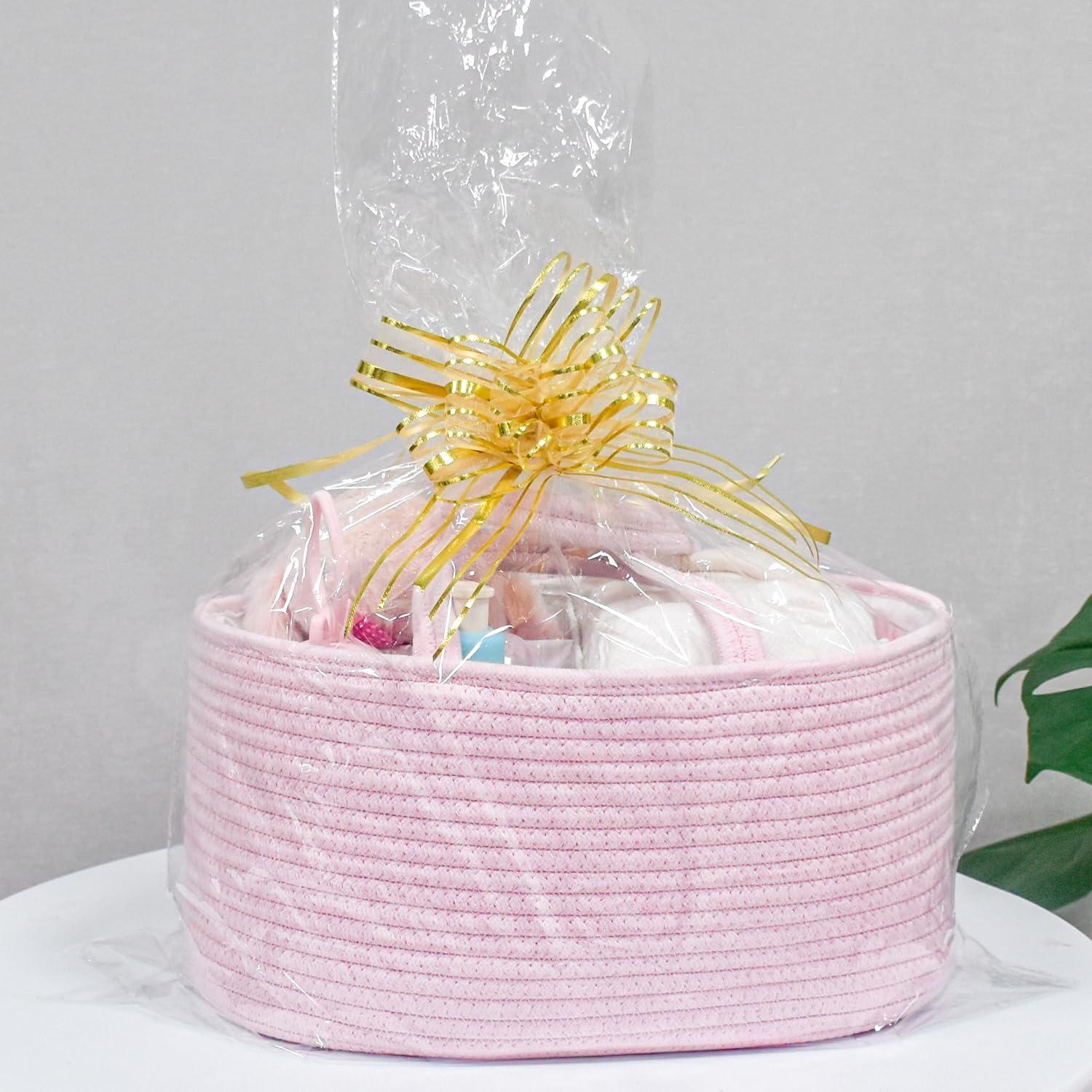 Organizador de Pañales ABenkle Rosa - Caddy de Algodón 35.6x22.1x18cm