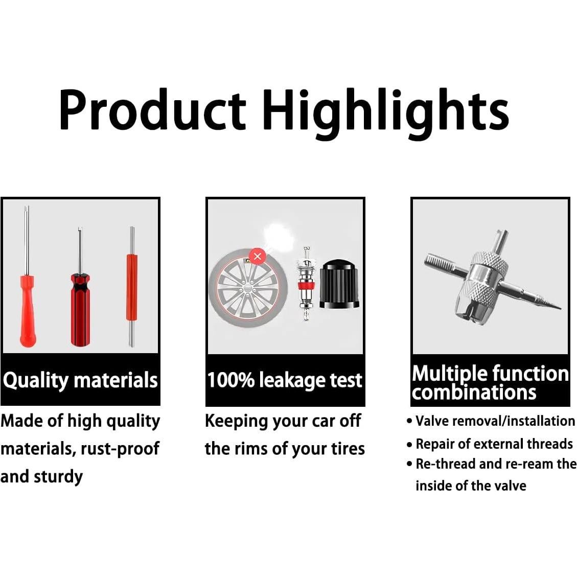 Juego de Herramientas para Válvula de Neumático AICEL - 40 Núcleos y 20 Tapas