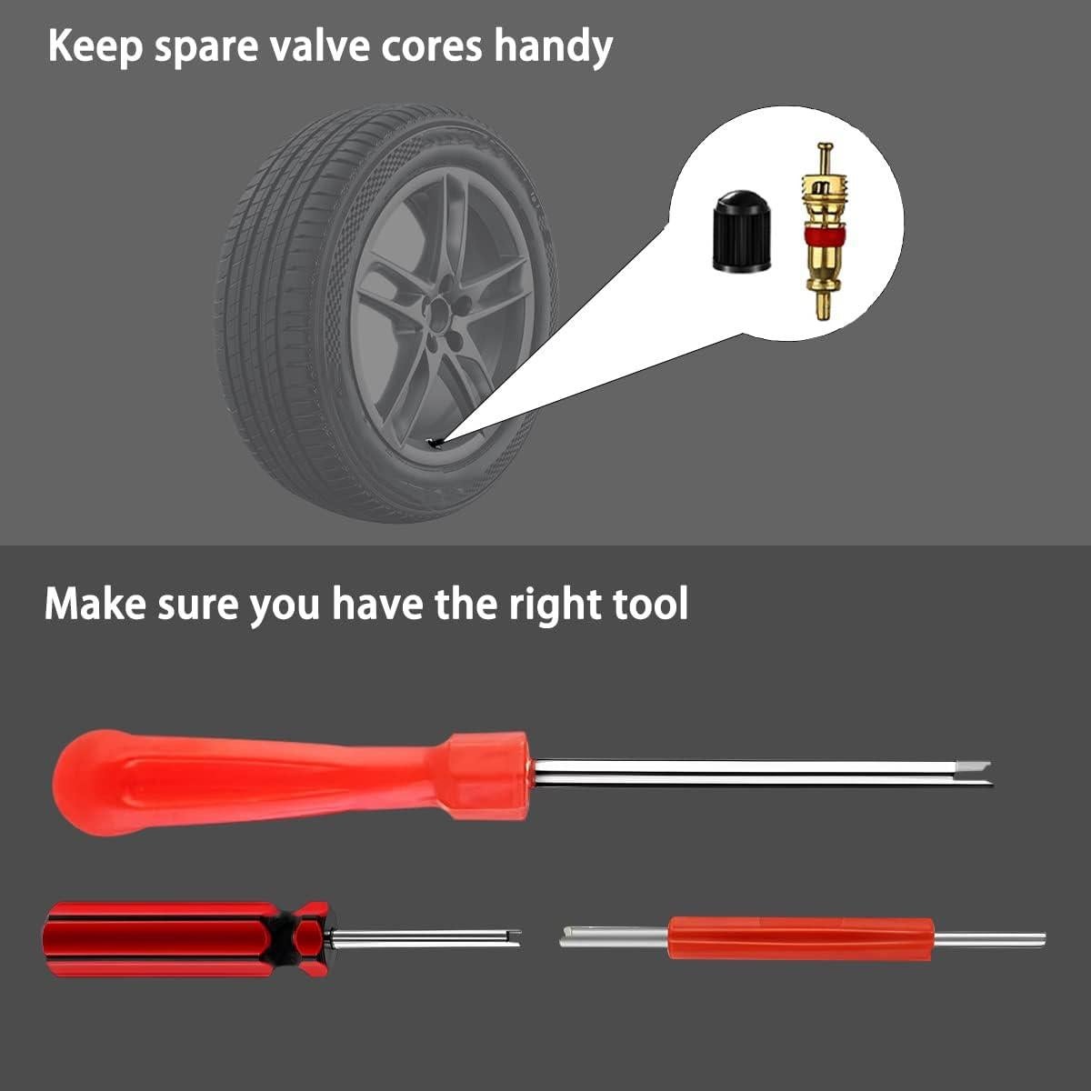 Juego de Herramientas para Válvula de Neumático AICEL - 40 Núcleos y 20 Tapas