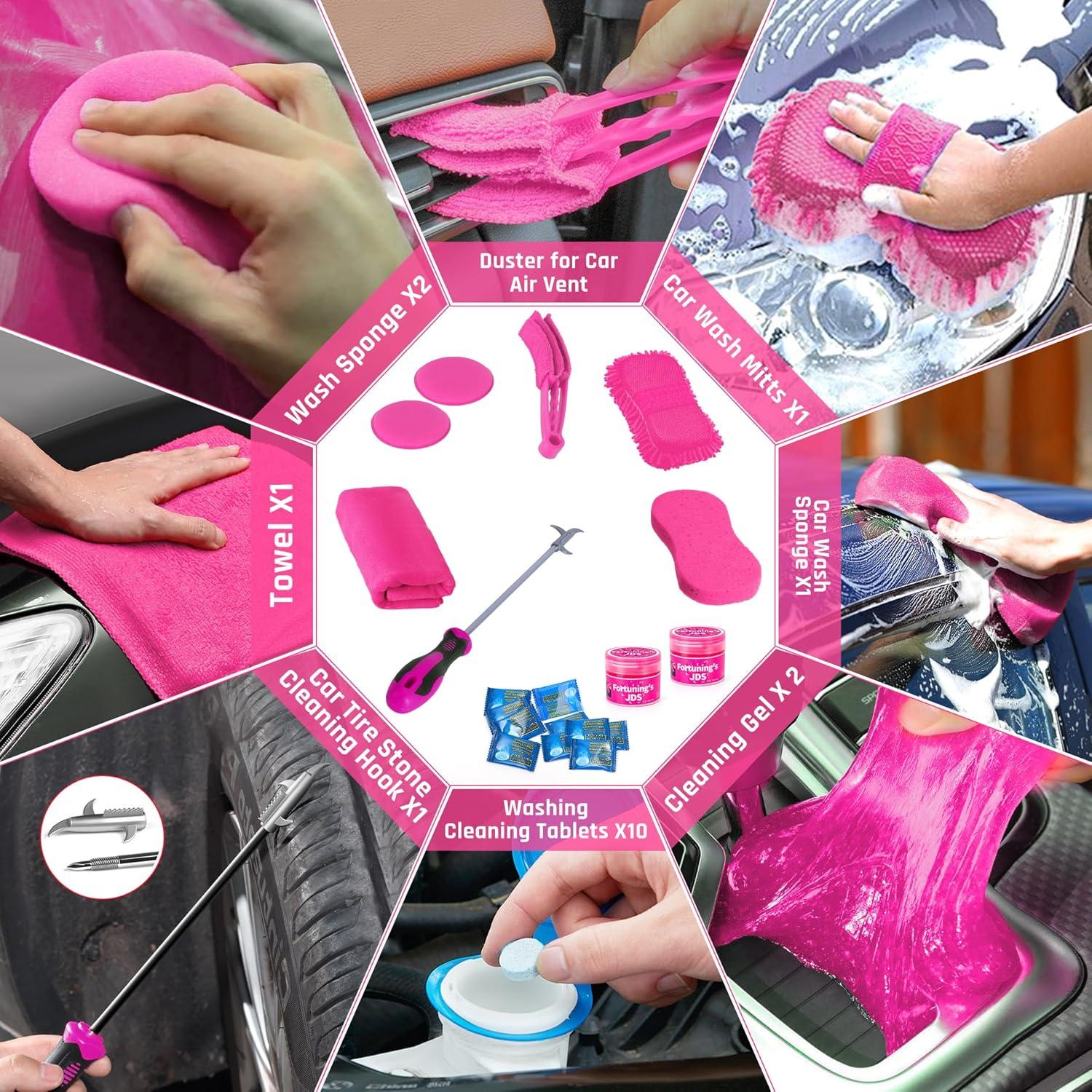 Kit de Detallado de Automóviles Rosa 34 Piezas Fortuning's JDS