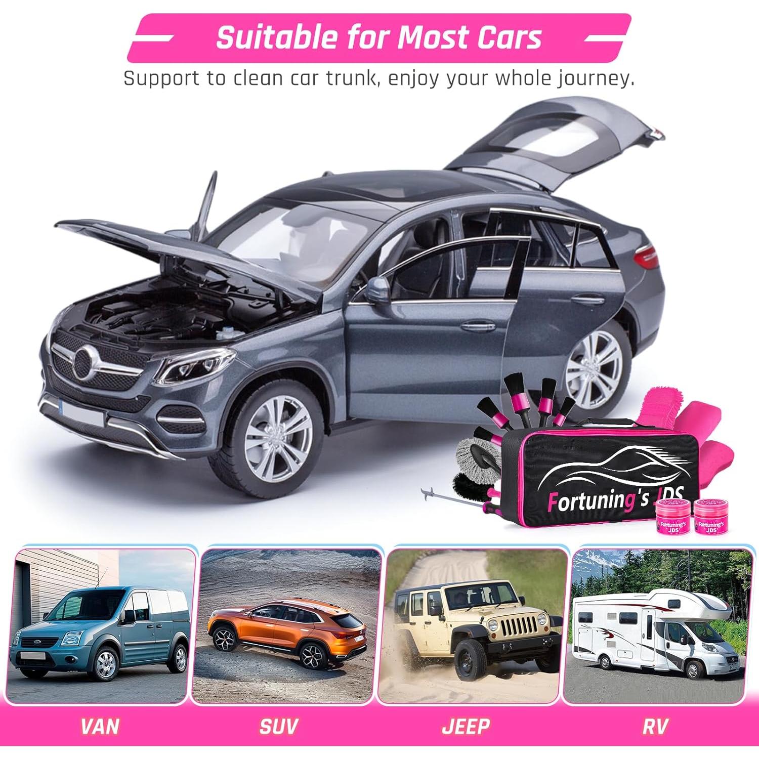 Kit de Detallado de Automóviles Rosa 34 Piezas Fortuning's JDS