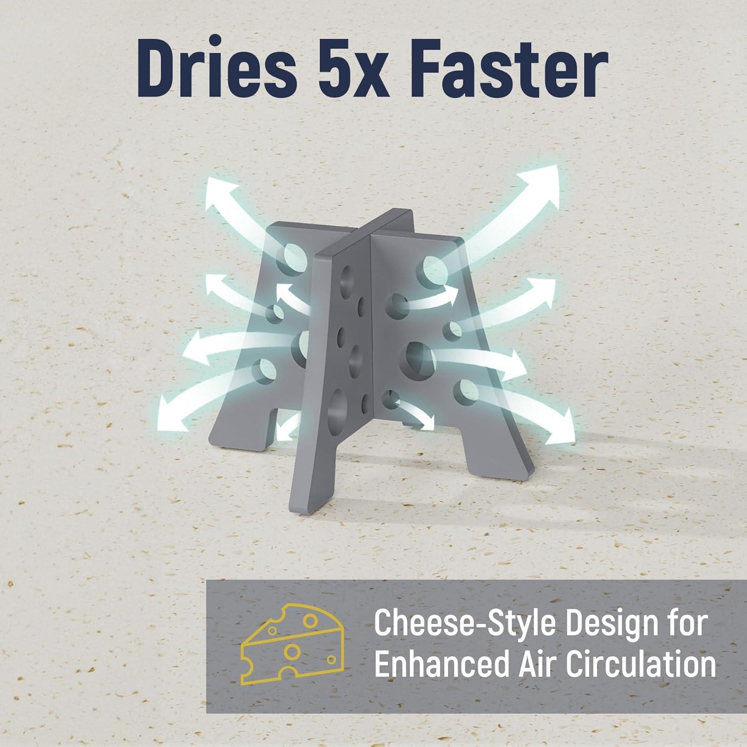 Conjunto 3 Soportes Secado Botellas Silicona NiHome Gris