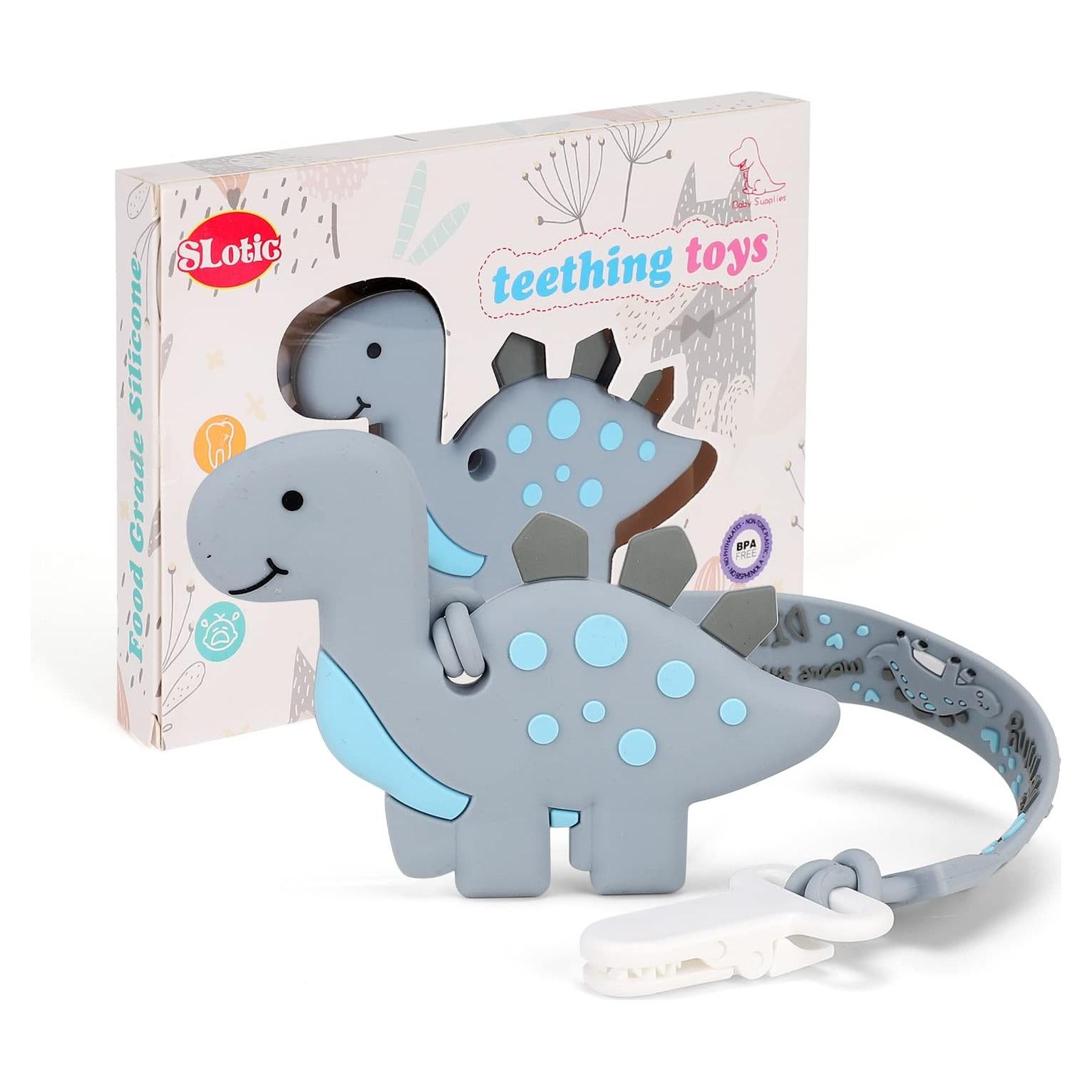 Chupete de Dinosaurio con Clip para Bebés - Silicona Grado Alimenticio