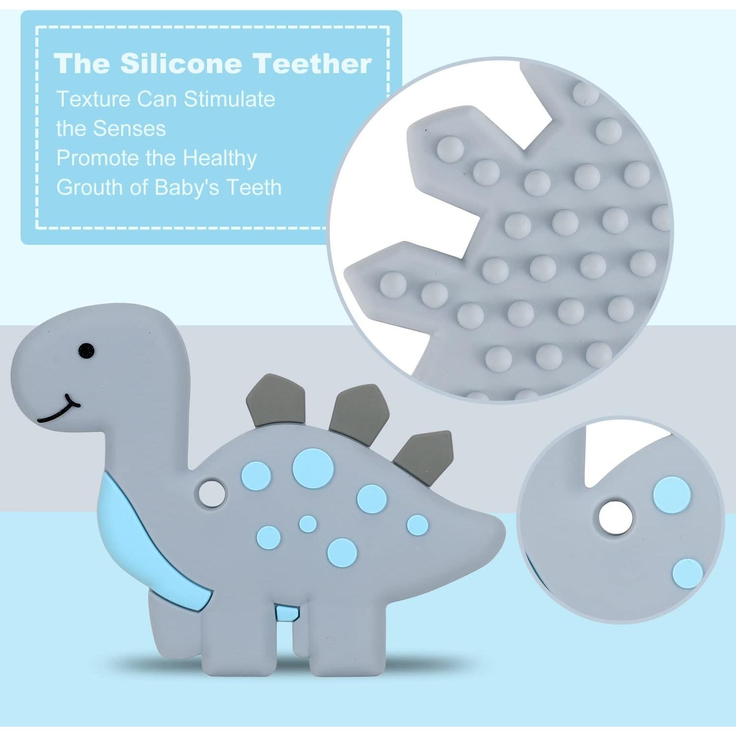 Chupete de Dinosaurio con Clip para Bebés - Silicona Grado Alimenticio