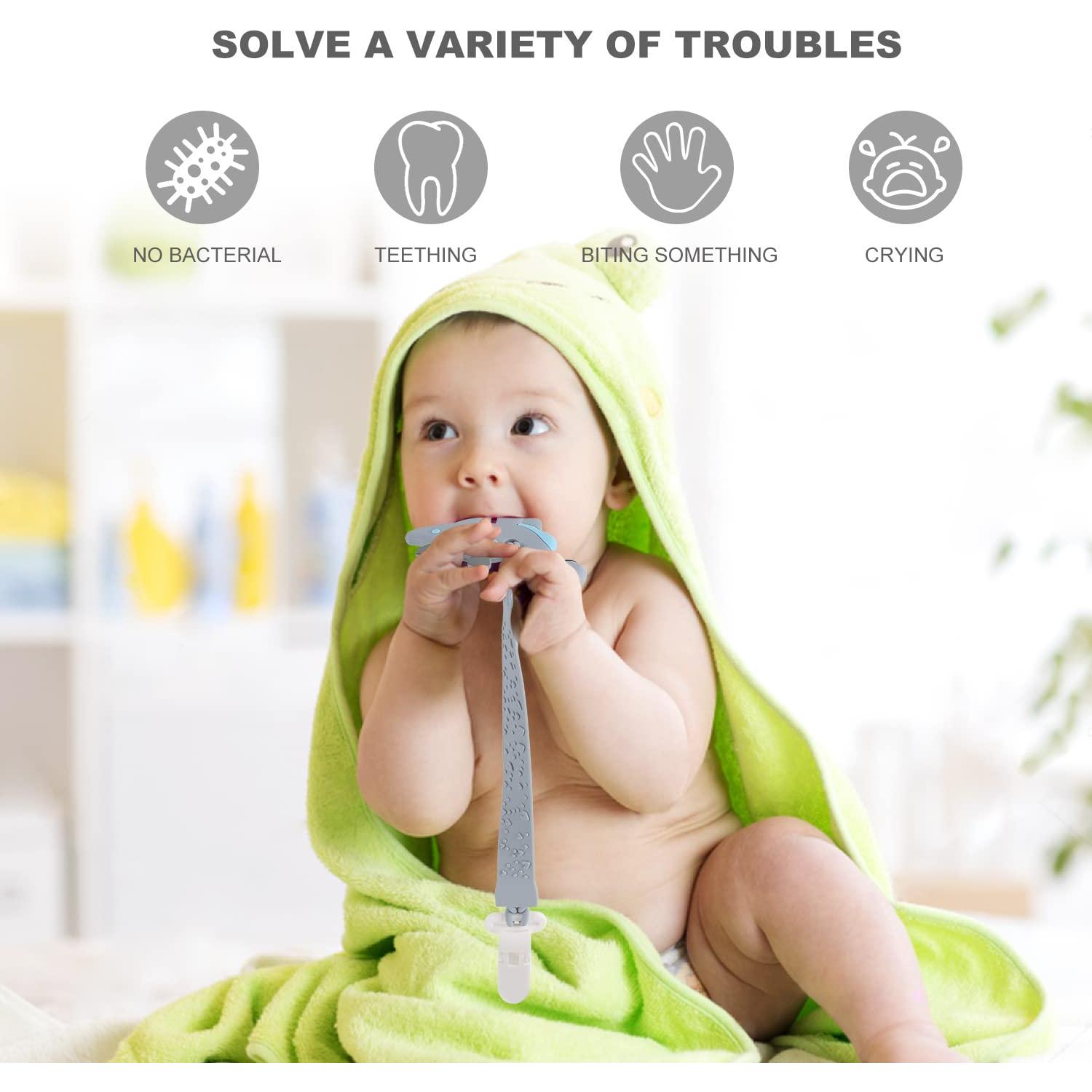 Chupete de Dinosaurio con Clip para Bebés - Silicona Grado Alimenticio