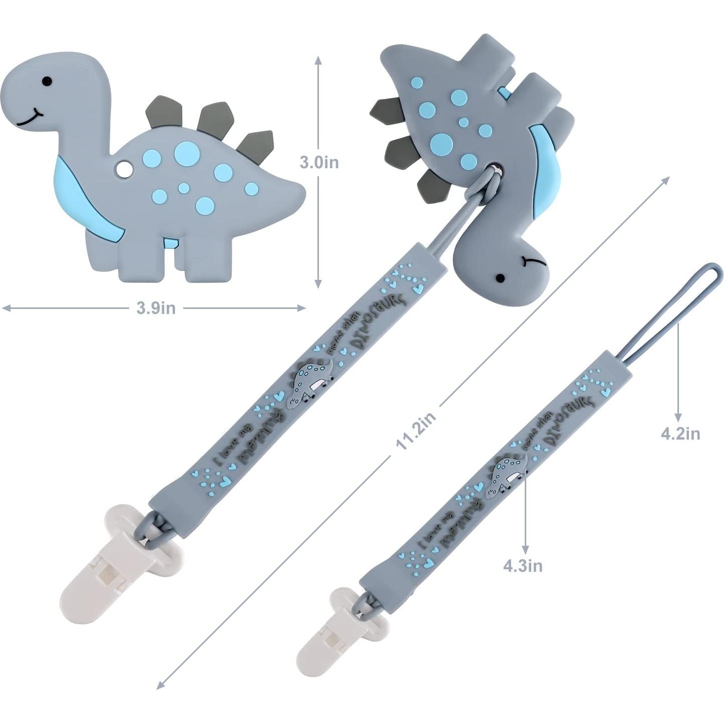 Chupete de Dinosaurio con Clip para Bebés - Silicona Grado Alimenticio