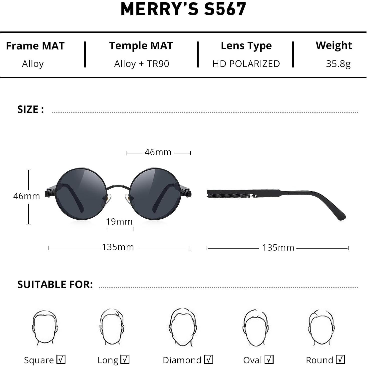 Gafas de sol góticas steampunk MERRY'S S567 para unisex