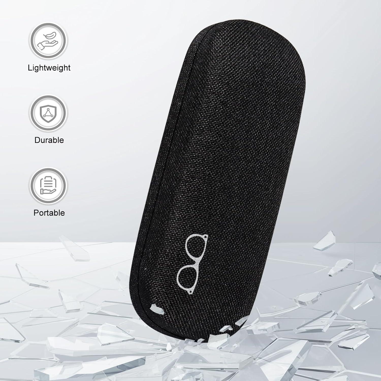 Funda Dura para Gafas YOSE con Bolsa y Paño - Negro