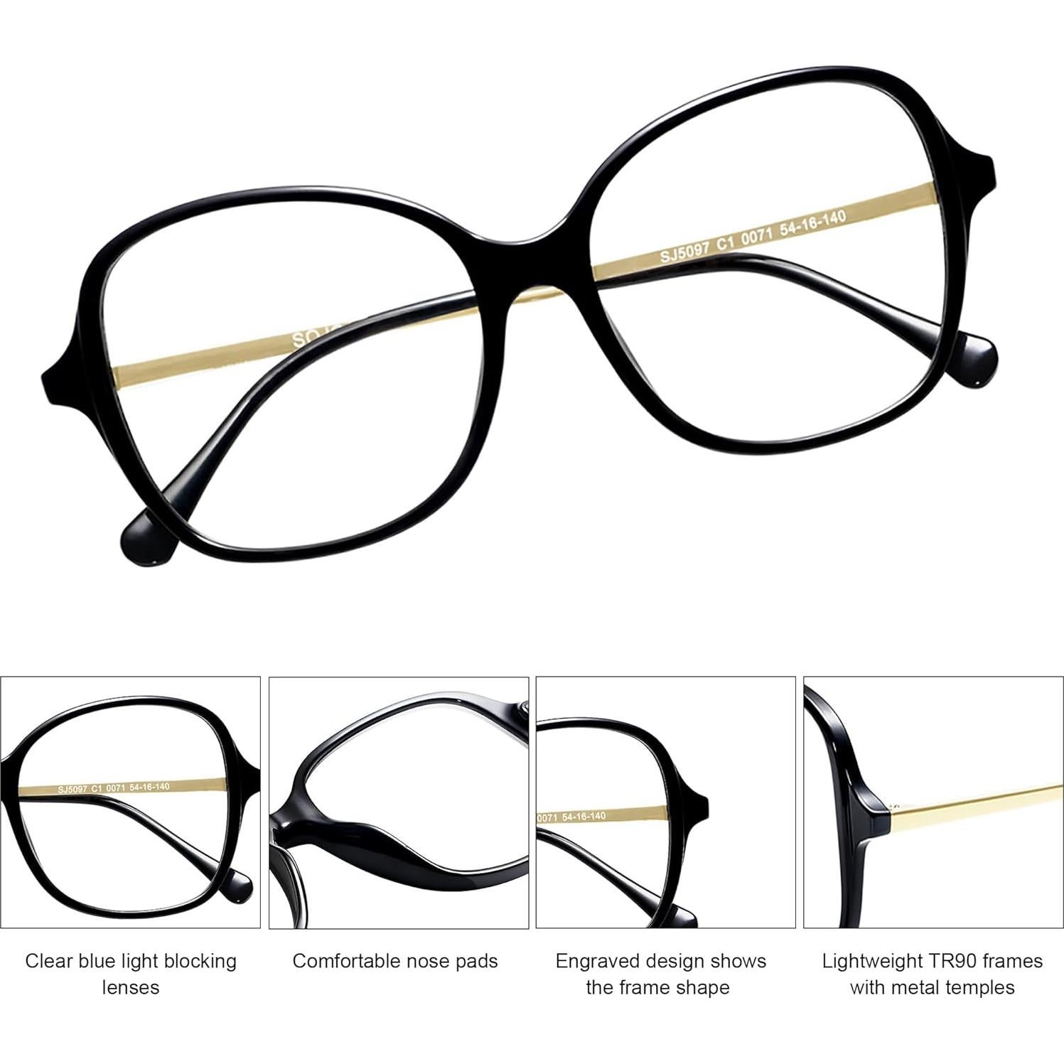 Gafas Cuadradas Sobredimensionadas SOJOS Anti-Luz Azul Mujer