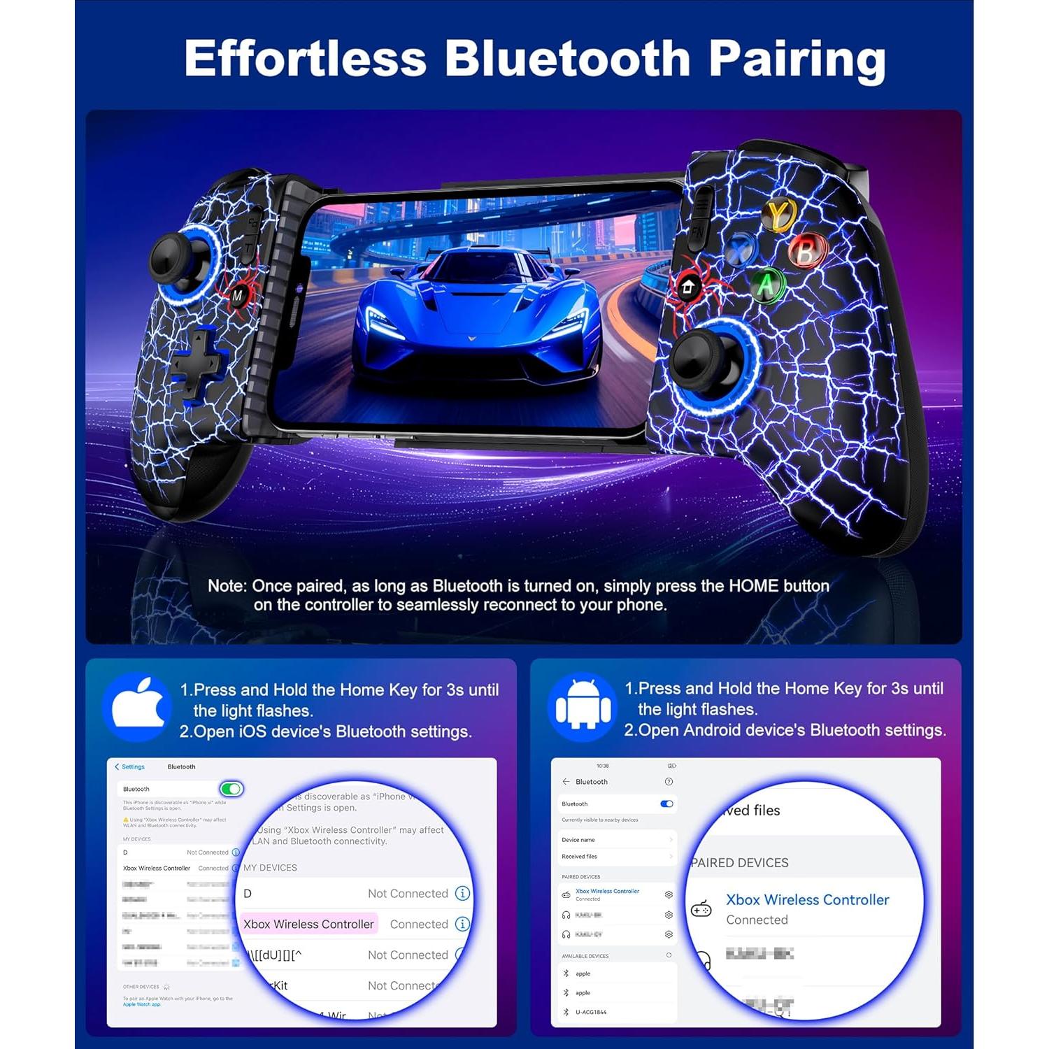 Controlador de Juego Inalámbrico LIFUFUTEE para iPhone 16/15 y Android