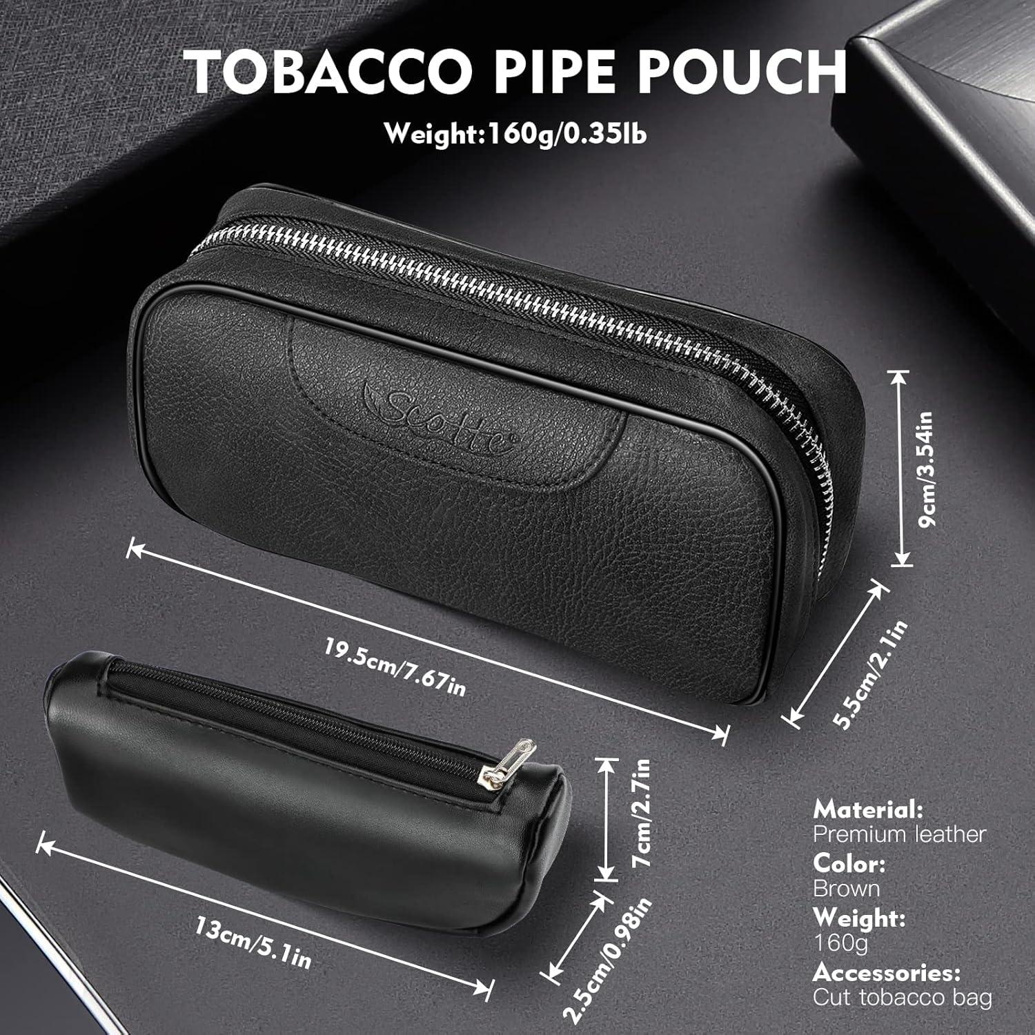 Juego de Pipa de Tabaco Scotte con Accesorios y Bolsa de Cuero