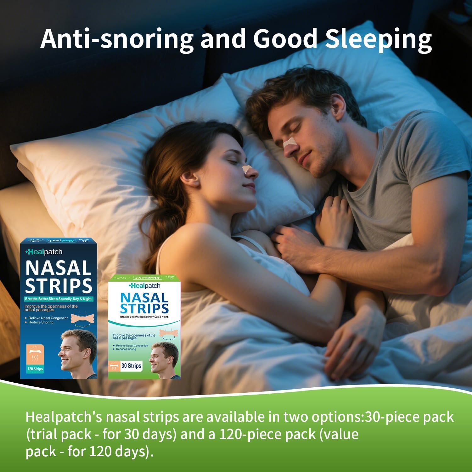 Tiras Nasales Healpatch para Ronquidos y Congestión - 30 Paquetes