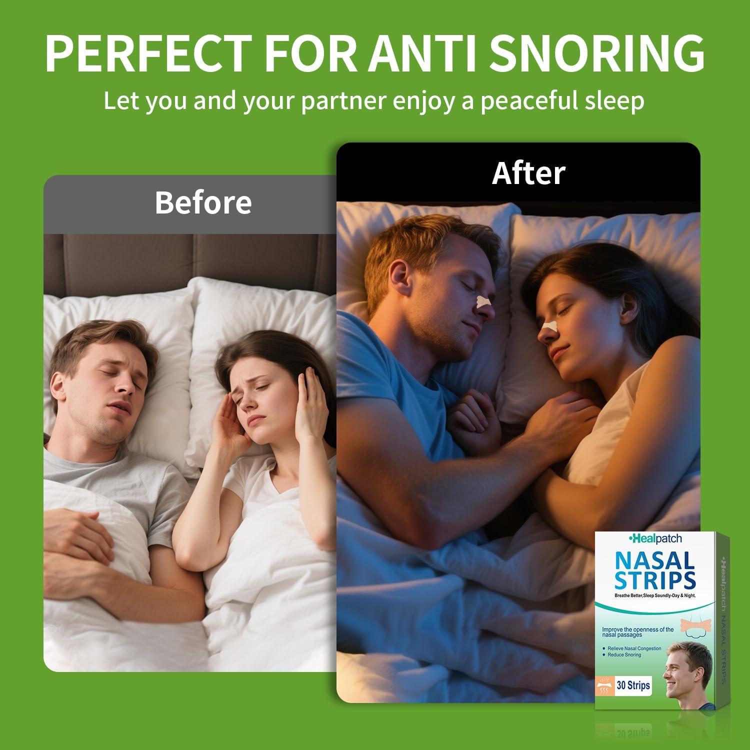 Tiras Nasales Healpatch para Ronquidos y Congestión - 30 Paquetes