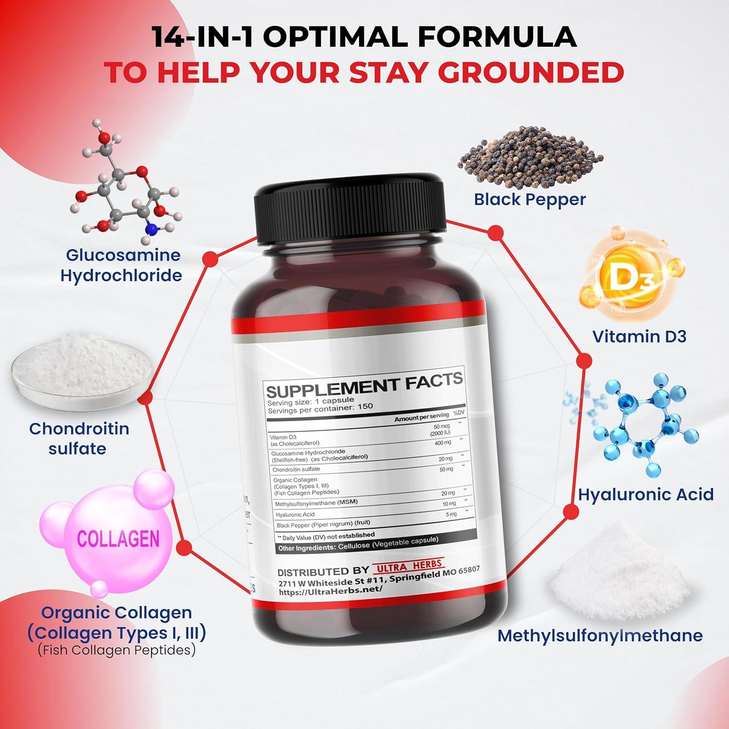 Glucosamina Condroitina MSM Ultra Herbs 150 Cápsulas 7 en 1