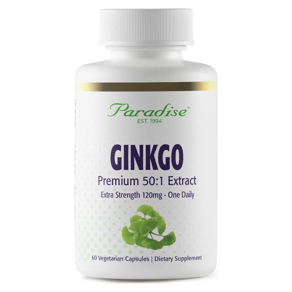 Extracto de Ginkgo Biloba Paradise Herbs 60 Cápsulas Veganas