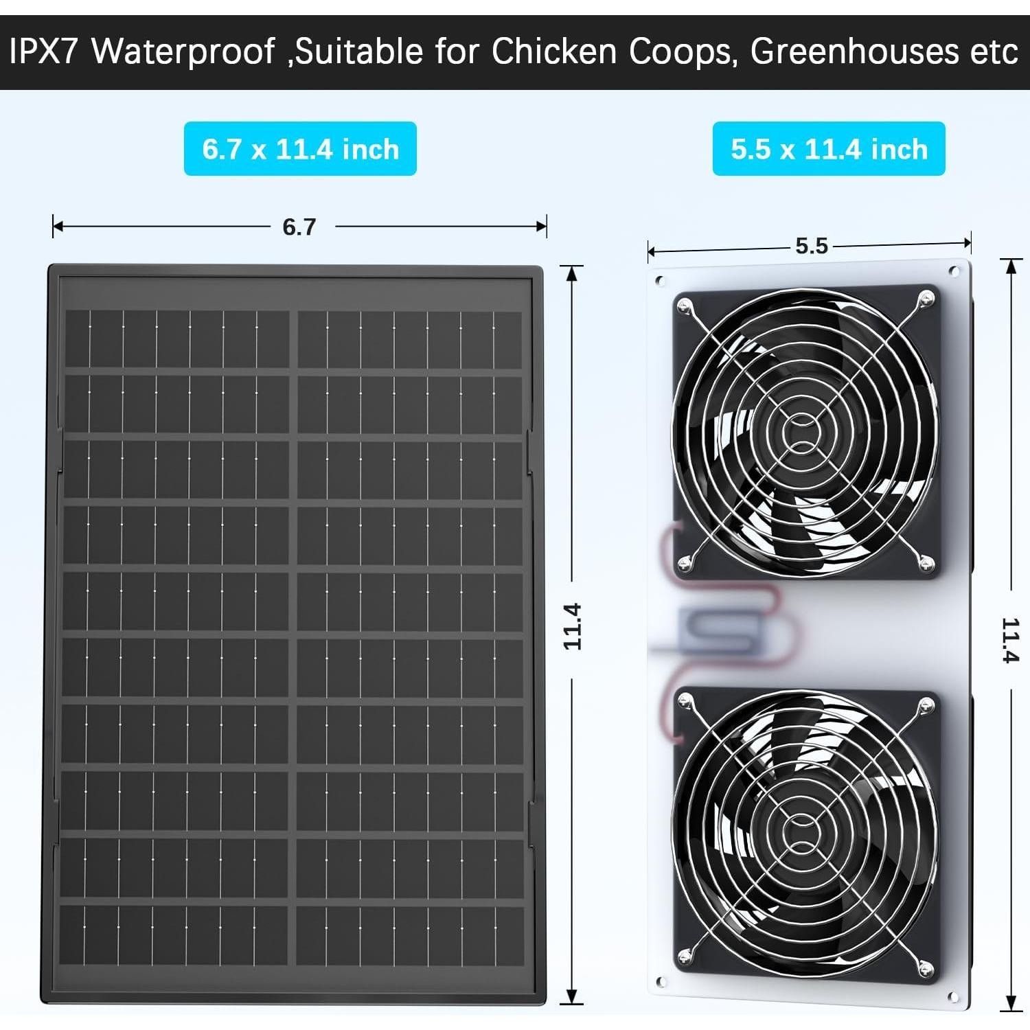 Ventilador Solar Doble AntPay AN028 IPX7 para Invernadero