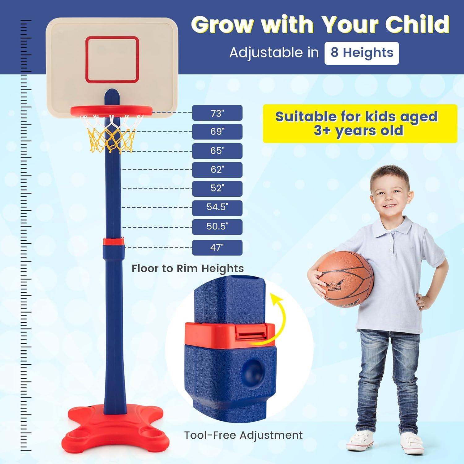 Aro de Baloncesto Ajustable Costzon para Niños 63-85 cm