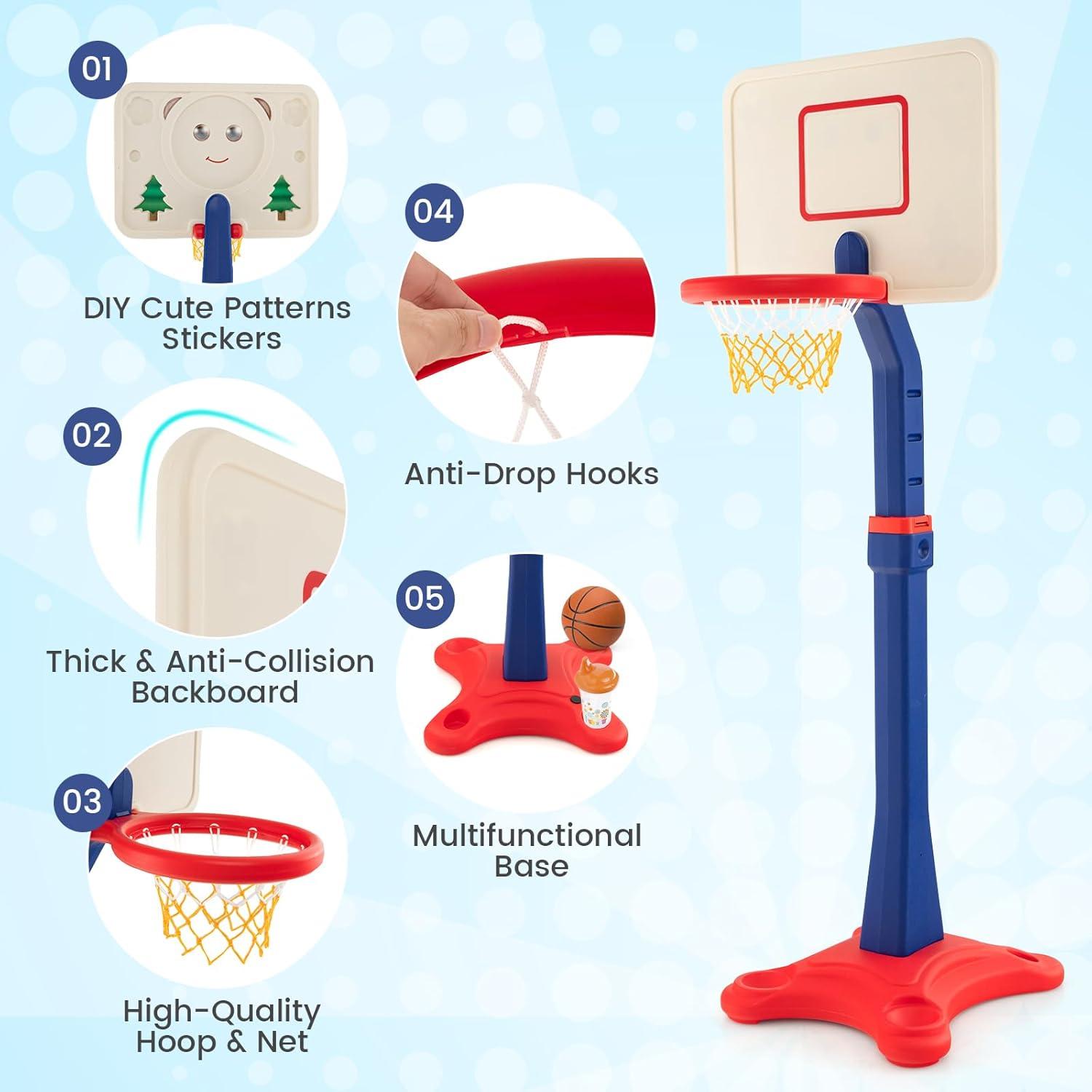 Aro de Baloncesto Ajustable Costzon para Niños 63-85 cm