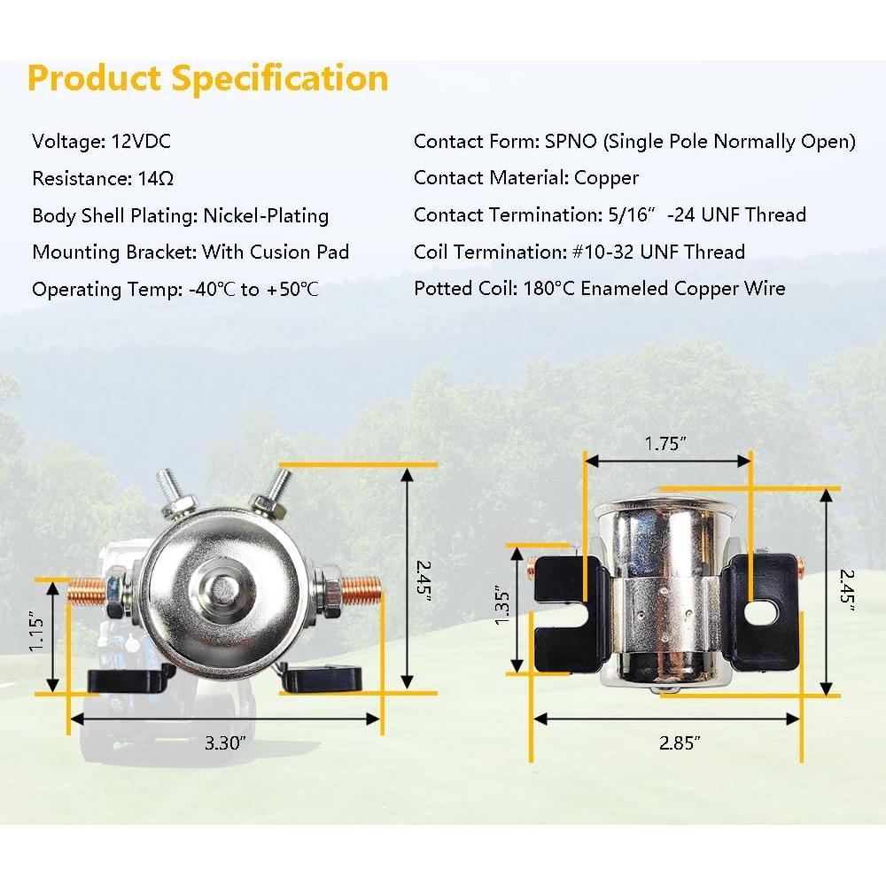 Relé de Solenoide 12V LLNSEAUTO 300A con Diodo y Resistor
