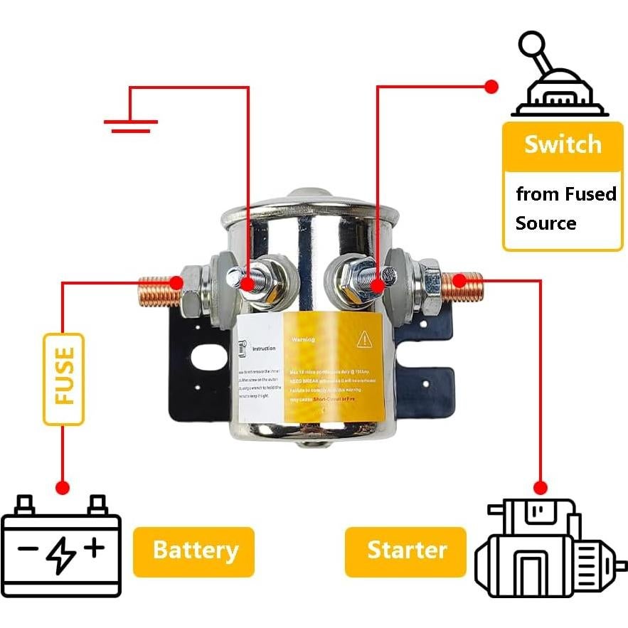 Relé de Solenoide 12V LLNSEAUTO 300A con Diodo y Resistor