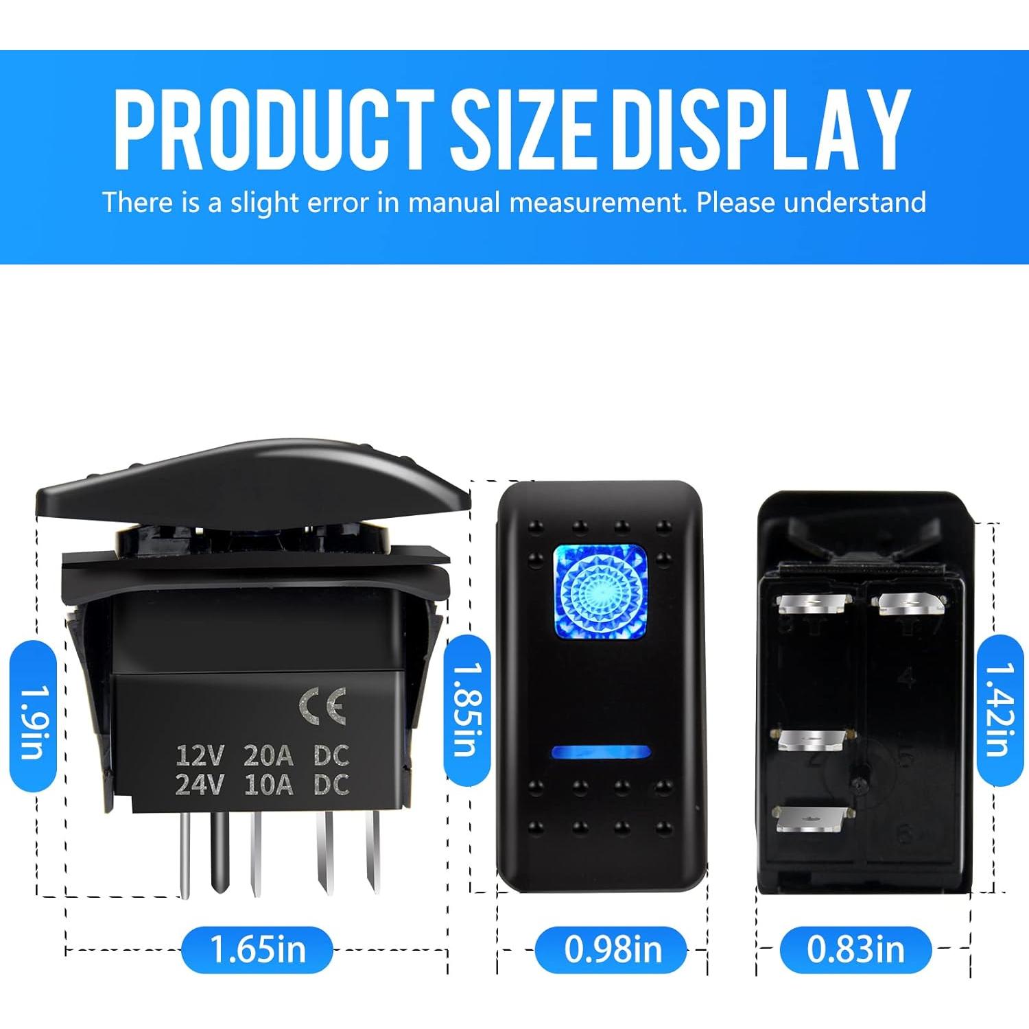 Interruptor de Palanca 12V 20A MIIGII KG SPST 3 Pines LED