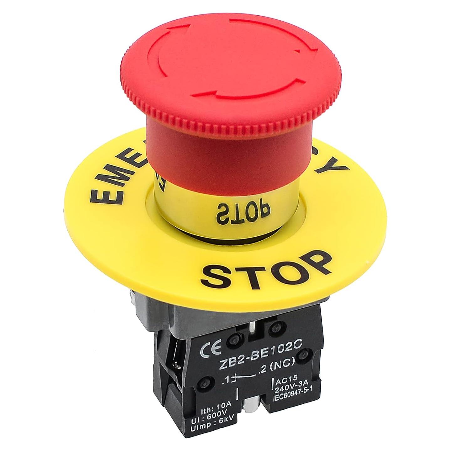 Interruptor de Parada de Emergencia Minyu 1NC Cabeza de Hongo Roja