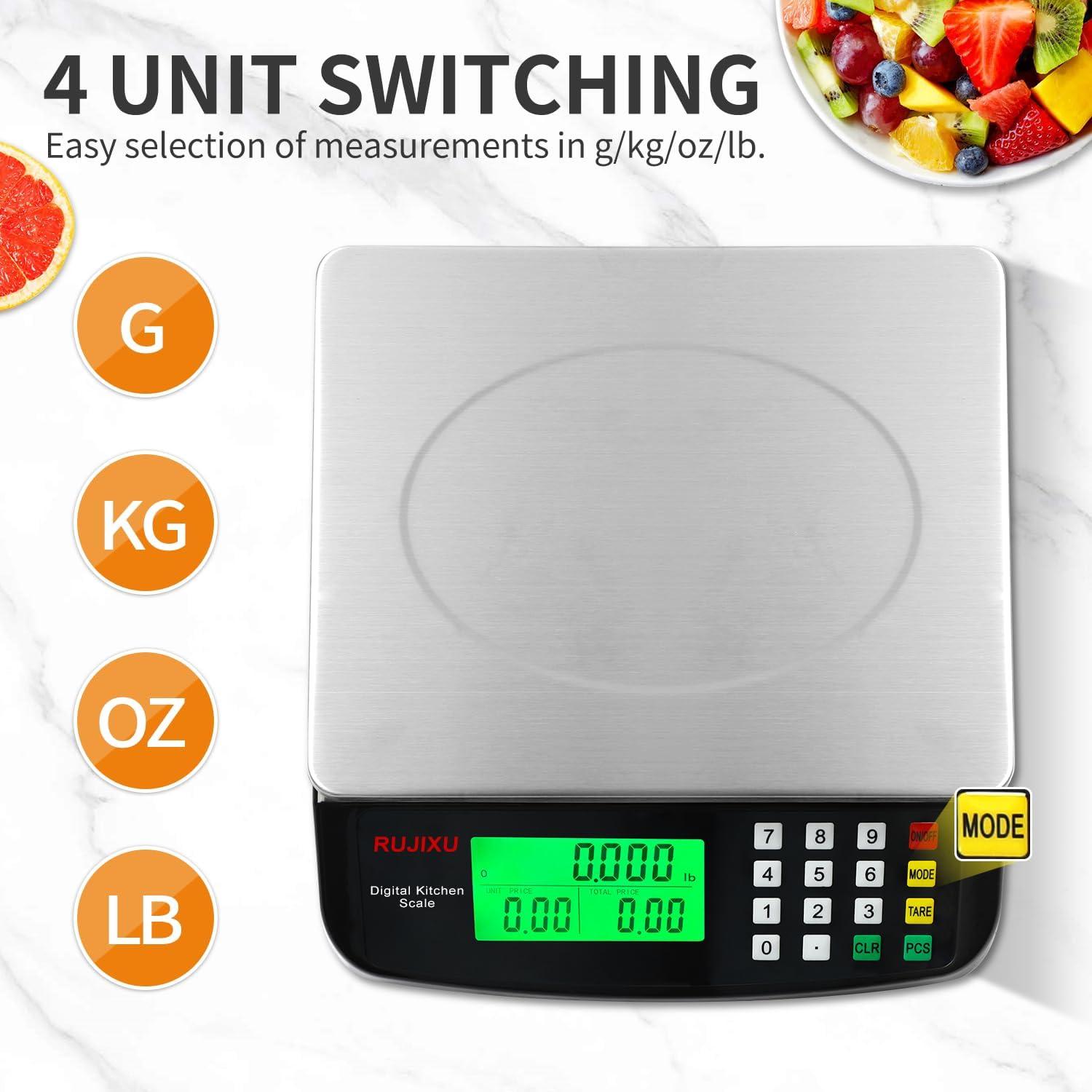 Escala de Cocina Digital Rujixu 30kg Acero Inoxidable LCD
