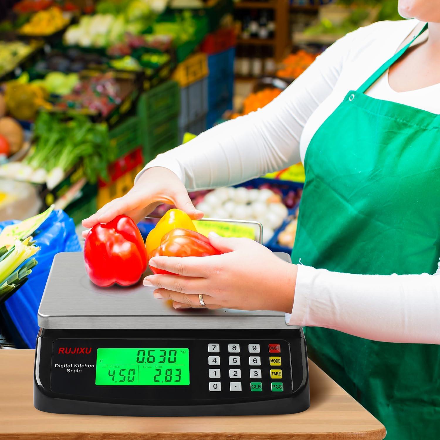 Escala de Cocina Digital Rujixu 30kg Acero Inoxidable LCD
