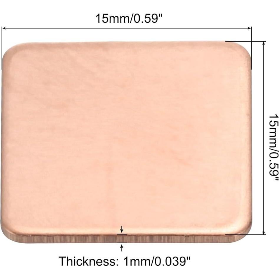 Almohadilla Térmica de Cobre MECCANIXITY 15x15mm Paquete de 12