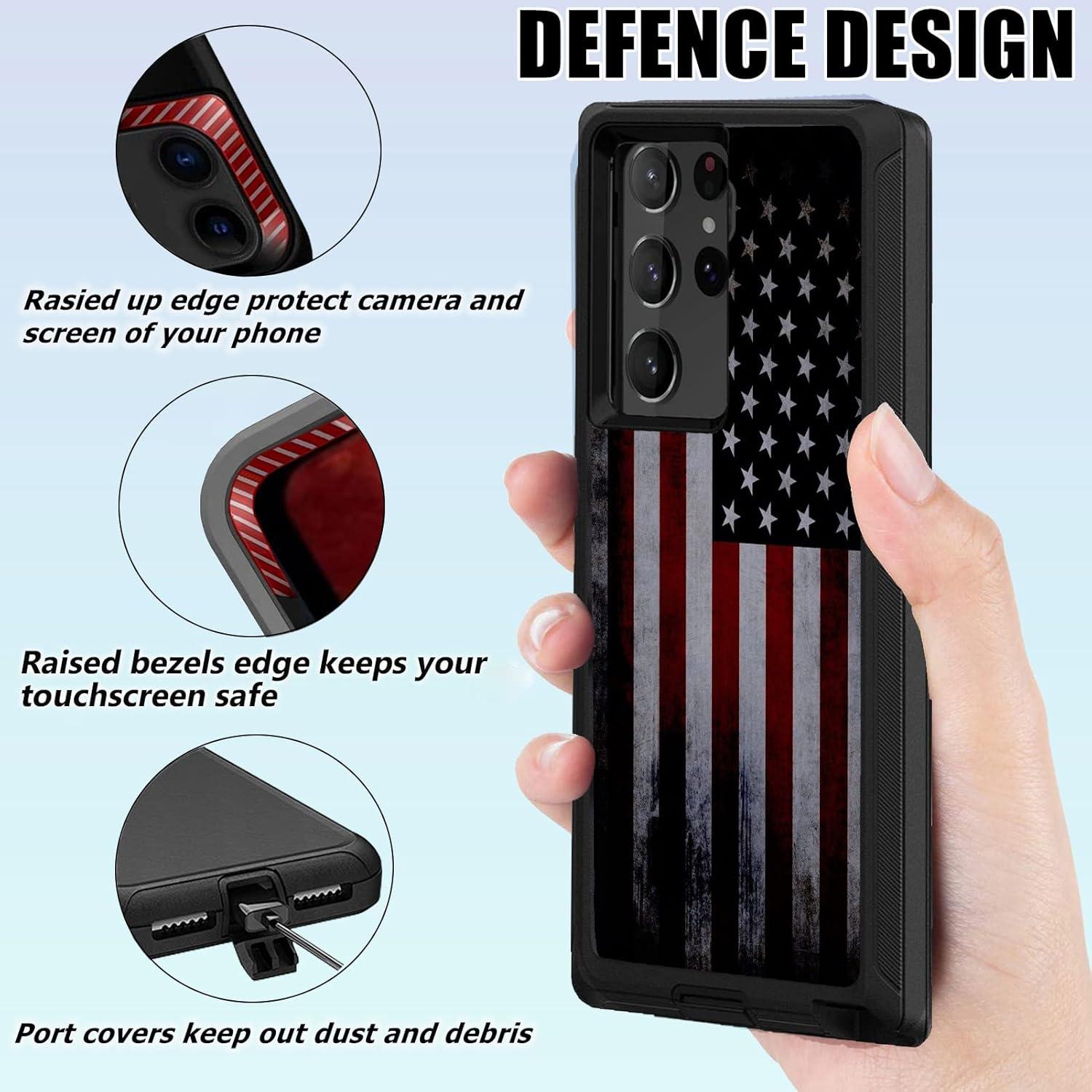 Funda OTTARTAKS para Samsung Galaxy S22 Ultra 6.8" Negra con Protector de Lente