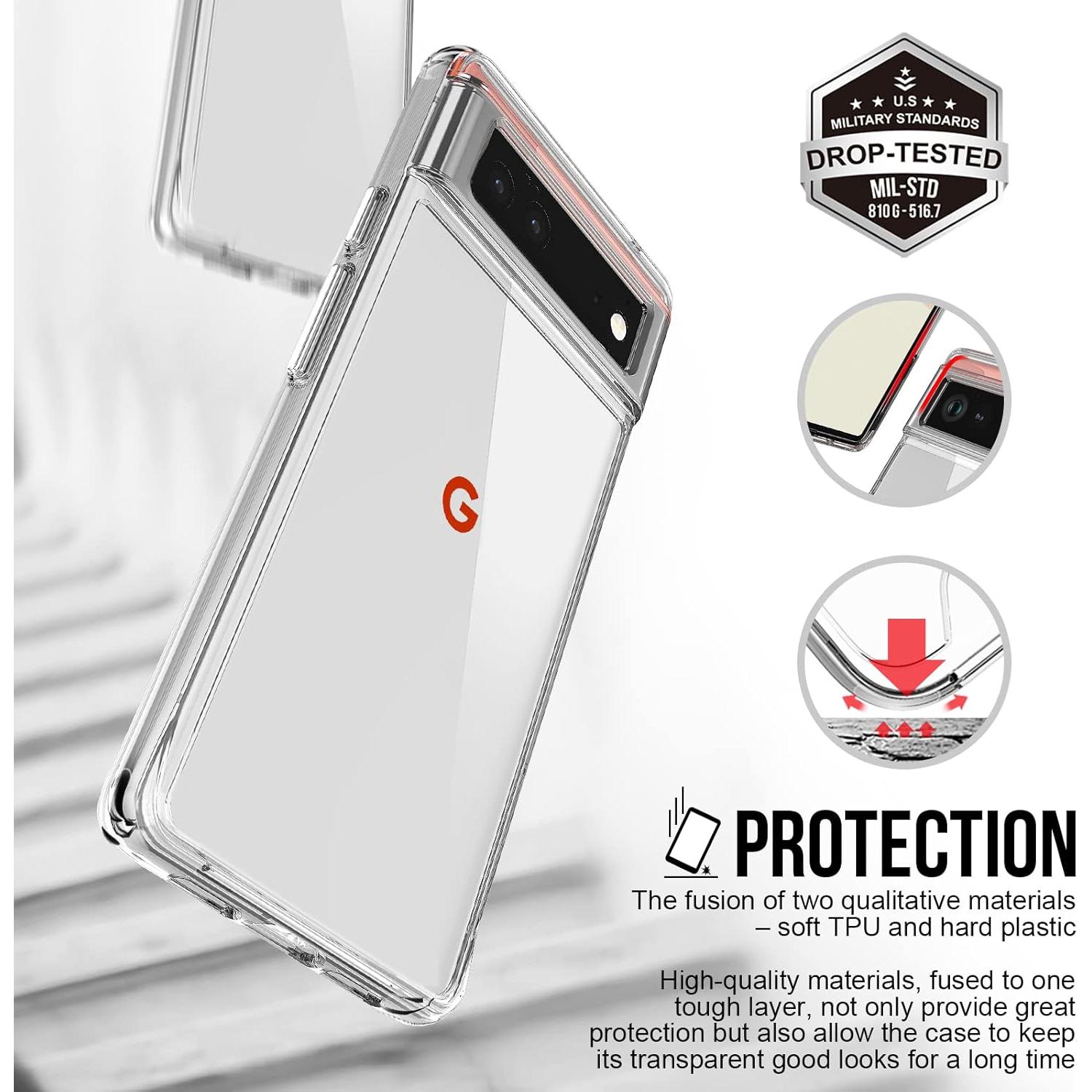 Funda Protectora Guarishel para Google Pixel 6a - Transparente, Grado Militar