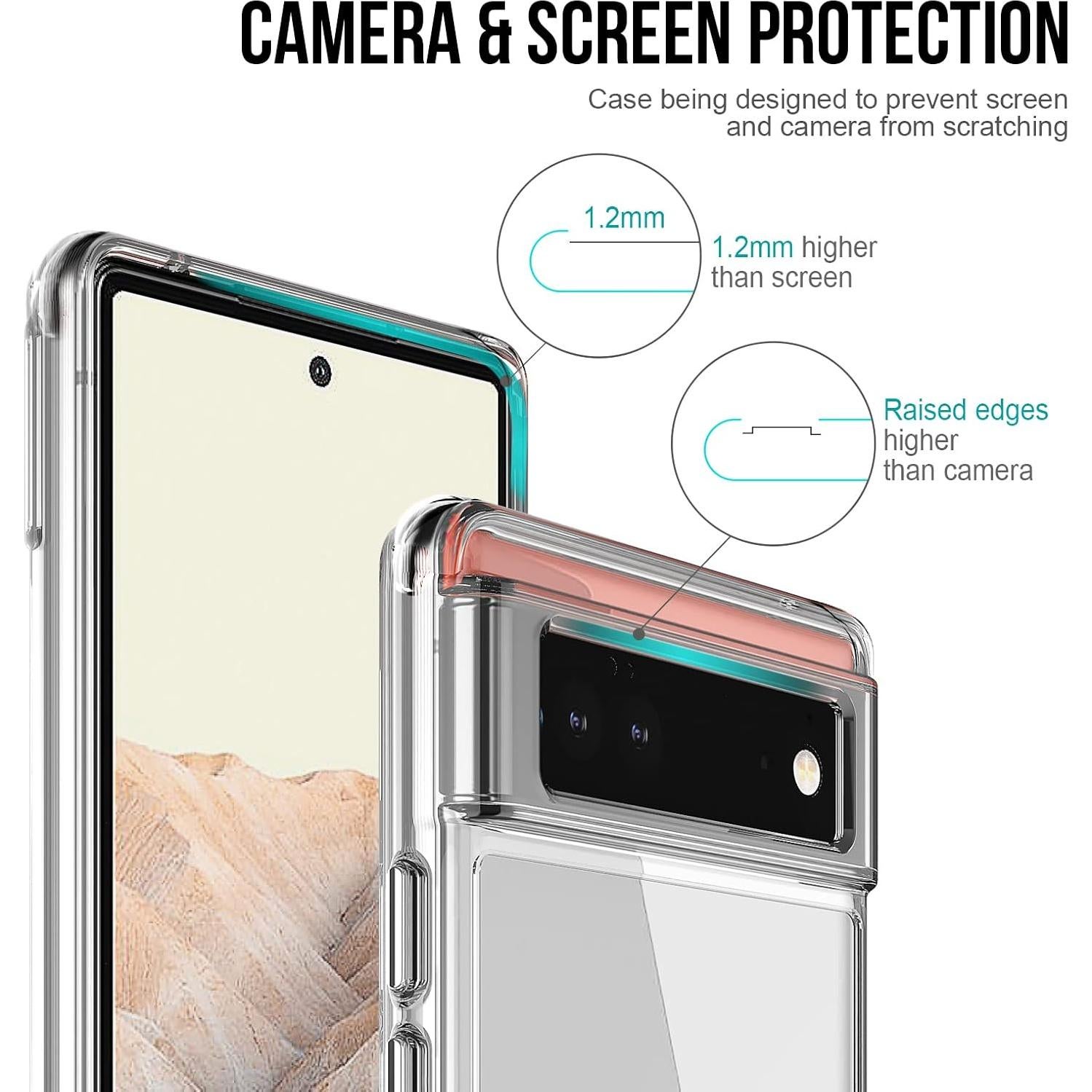 Funda Protectora Guarishel para Google Pixel 6a - Transparente, Grado Militar