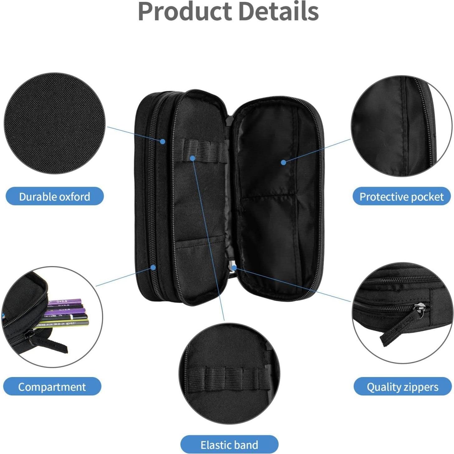 Estuche de Lápices Temático de Deportes YIJIUWKIS Negro 21x10.5x5cm