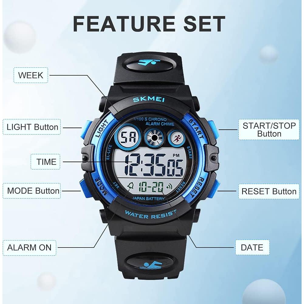 Reloj Deportivo Digital HORA DORADA para Niños 50M Impermeable