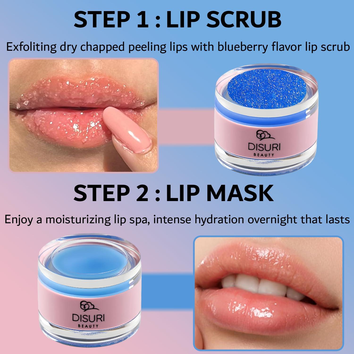 Conjunto de Mascarilla y Exfoliante Labial DISURI Arándano 30ml