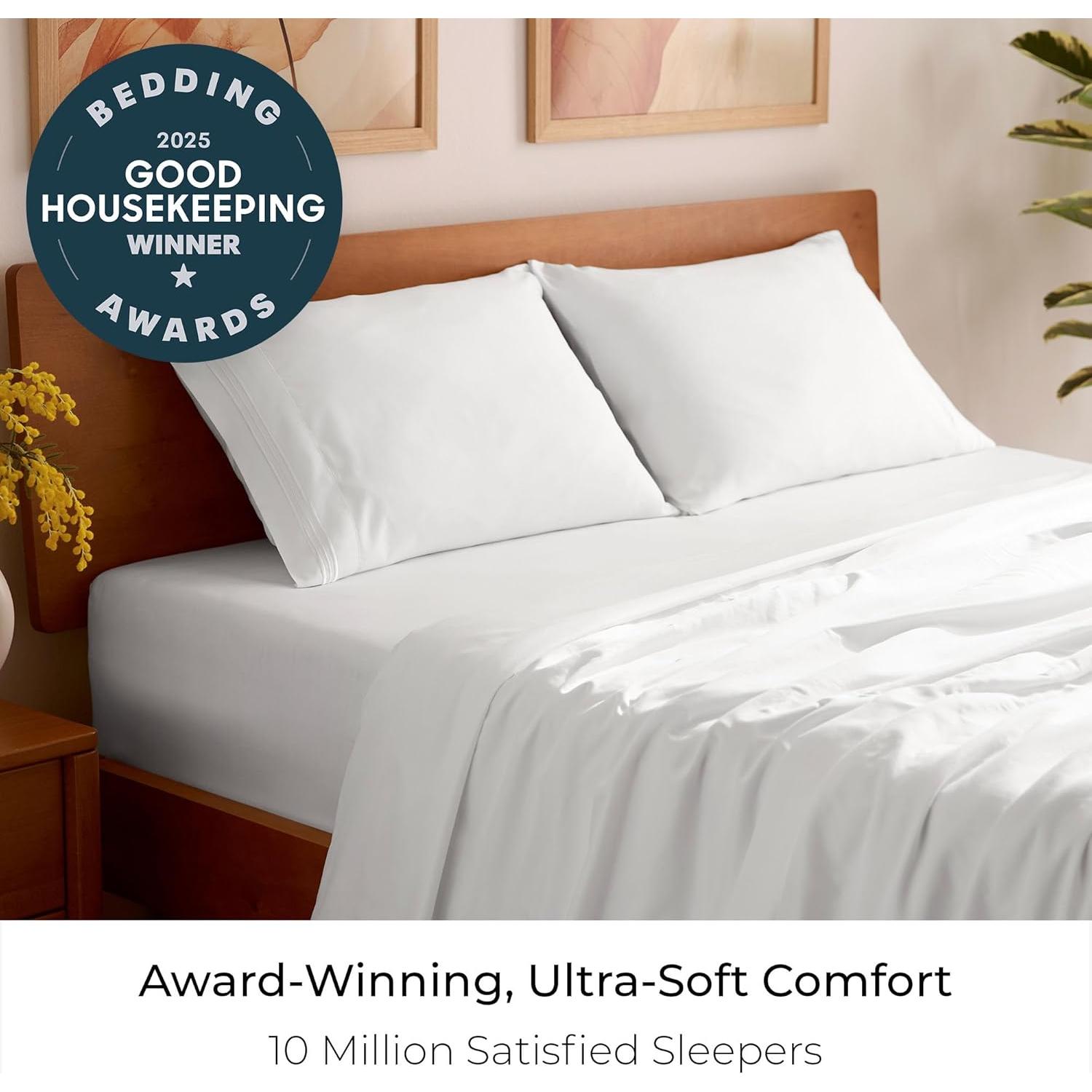 Juego de Sábanas Twin XL Mellanni 4 Piezas Microfibra Blanco