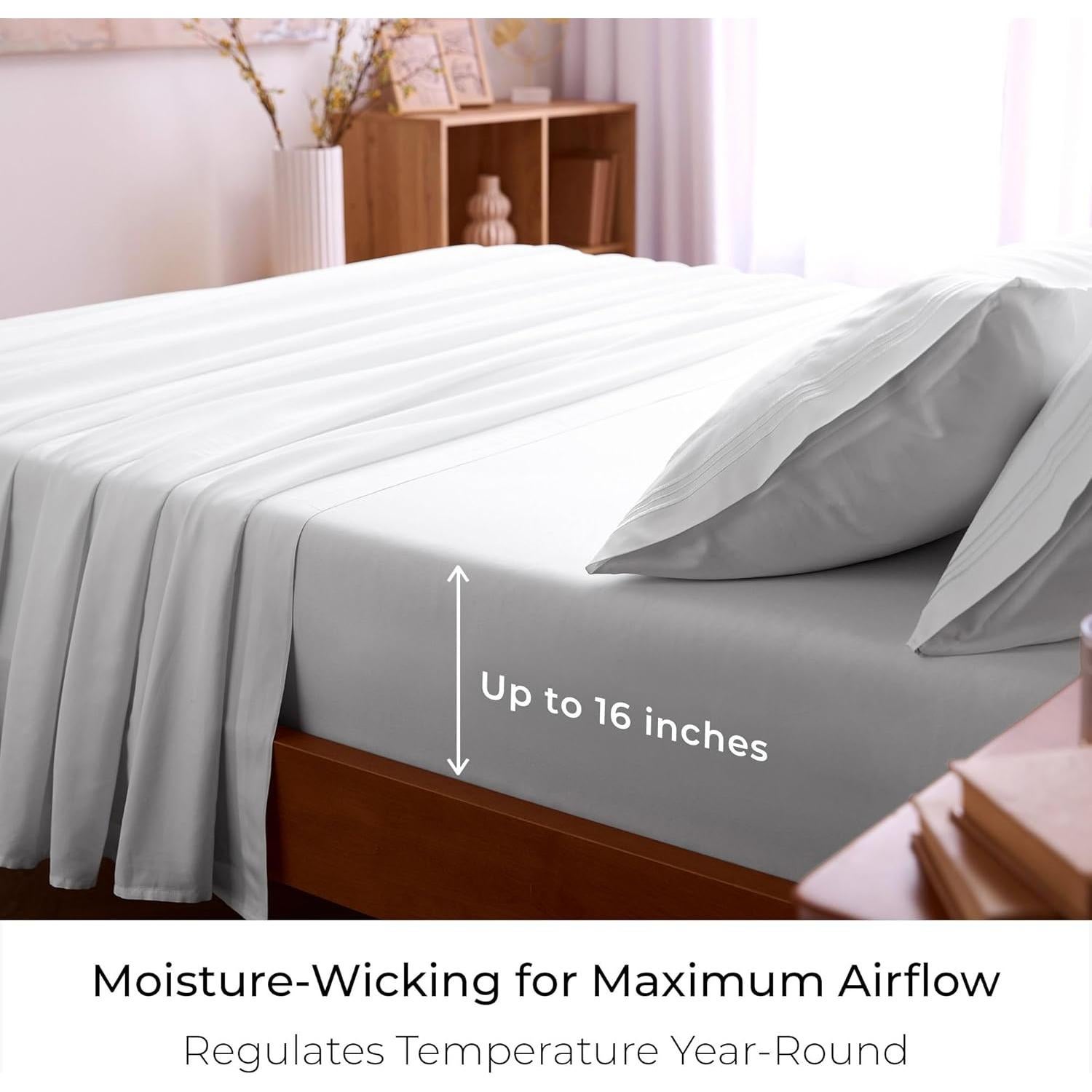 Juego de Sábanas Twin XL Mellanni 4 Piezas Microfibra Blanco