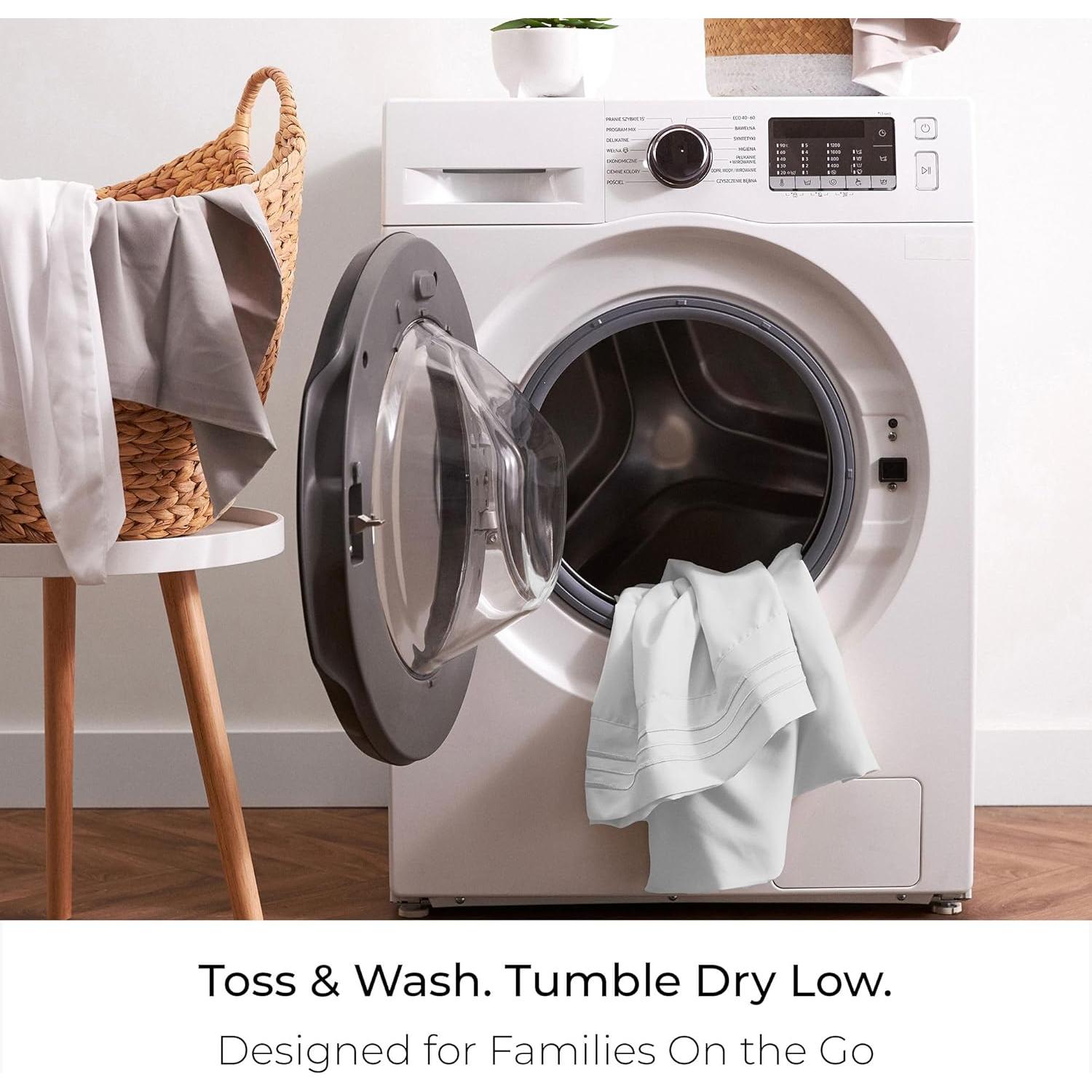 Juego de Sábanas Twin XL Mellanni 4 Piezas Microfibra Blanco