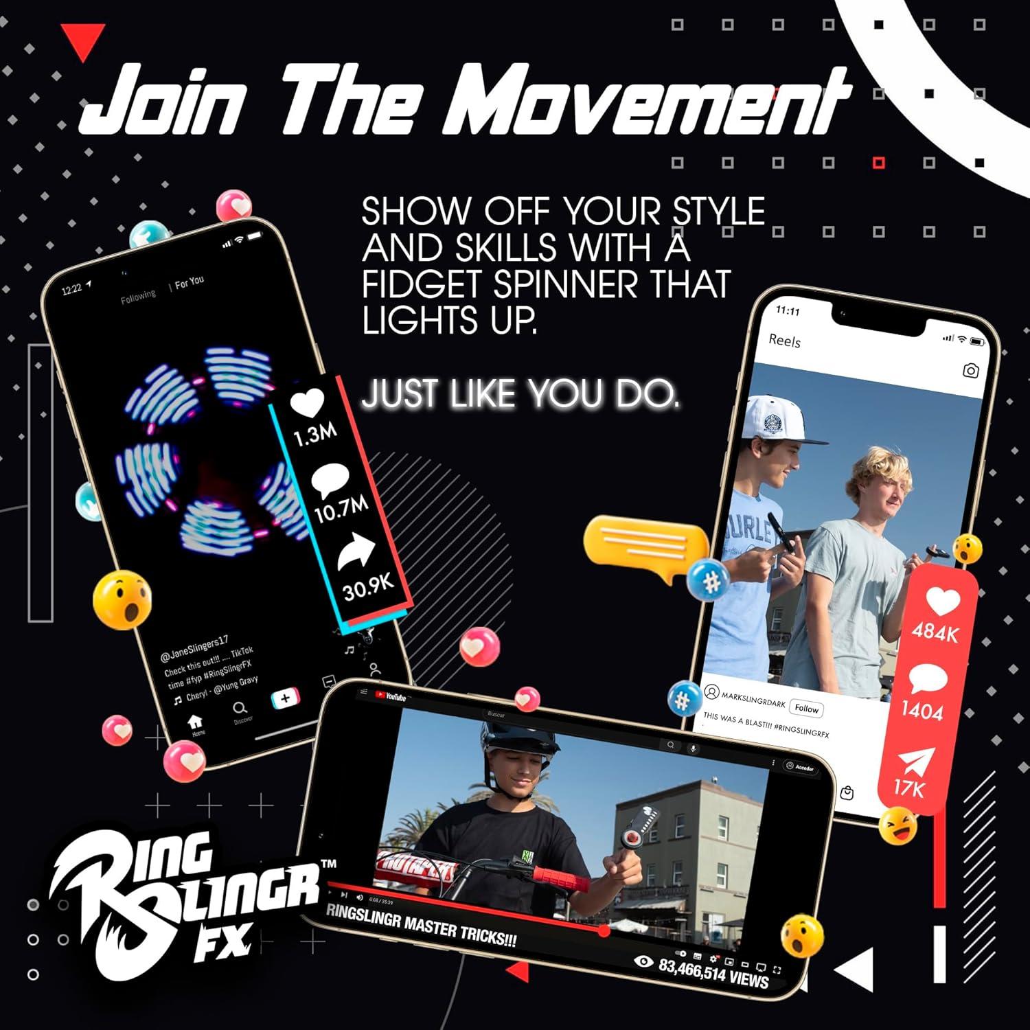 Spinner LED RingSlingr Azul Relámpago Portátil 14cm