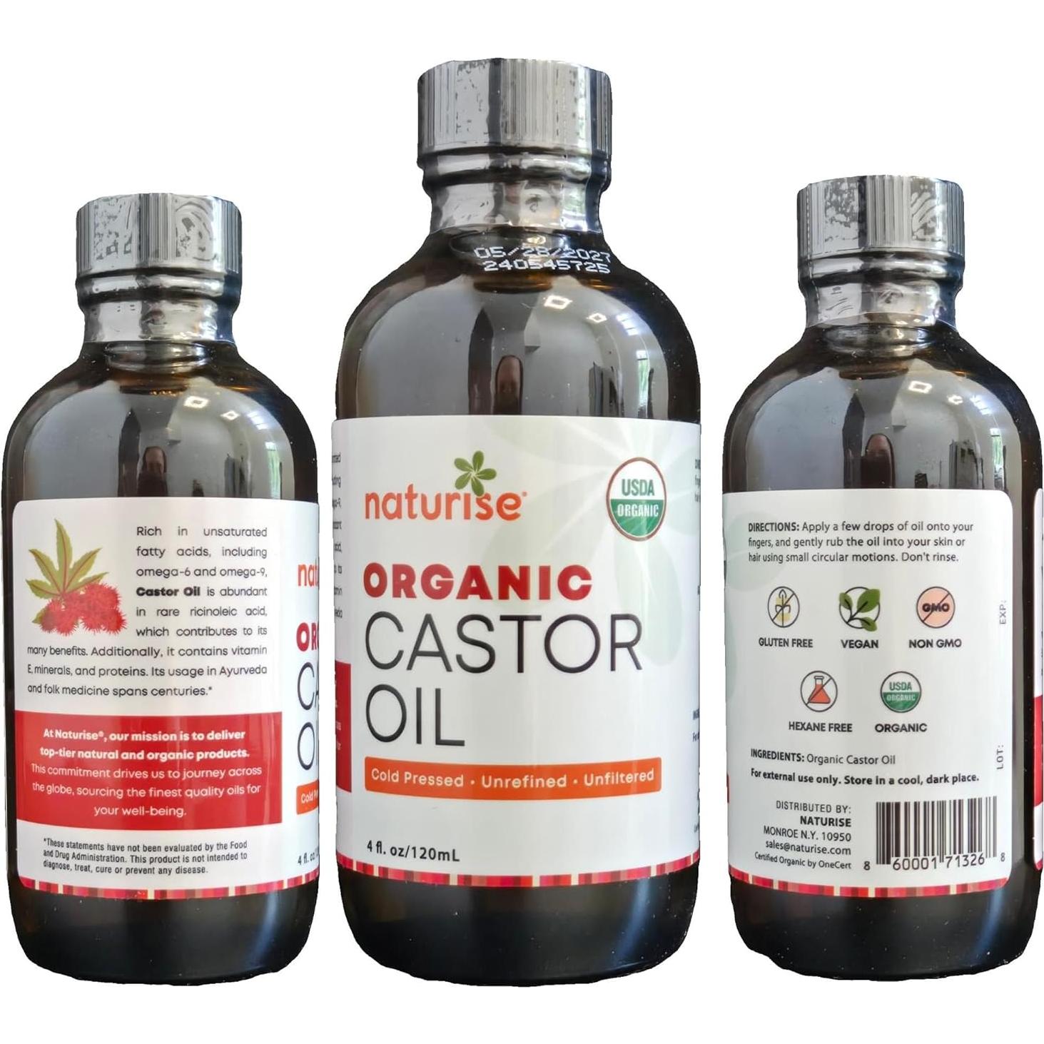 Aceite de Ricino Orgánico Naturise 118 ml Prensado en Frío