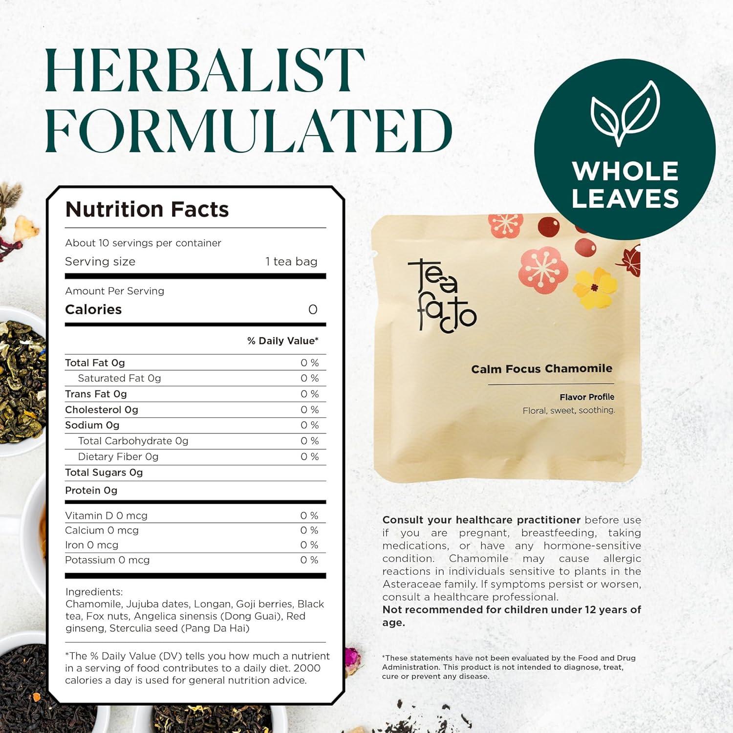 Bolsitas de Té de Manzanilla Tea Facto - Paquete de 10 Unidades