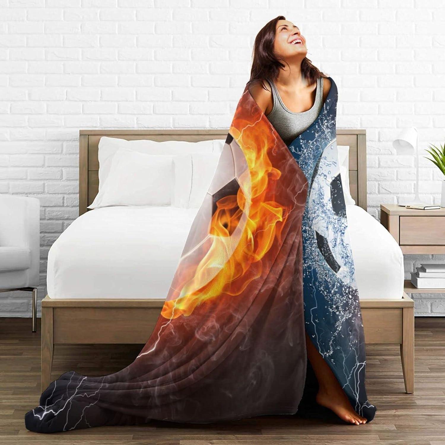 Manta de Felpa Perinsto 60x50 cm Fuego y Agua para Todas las Estaciones