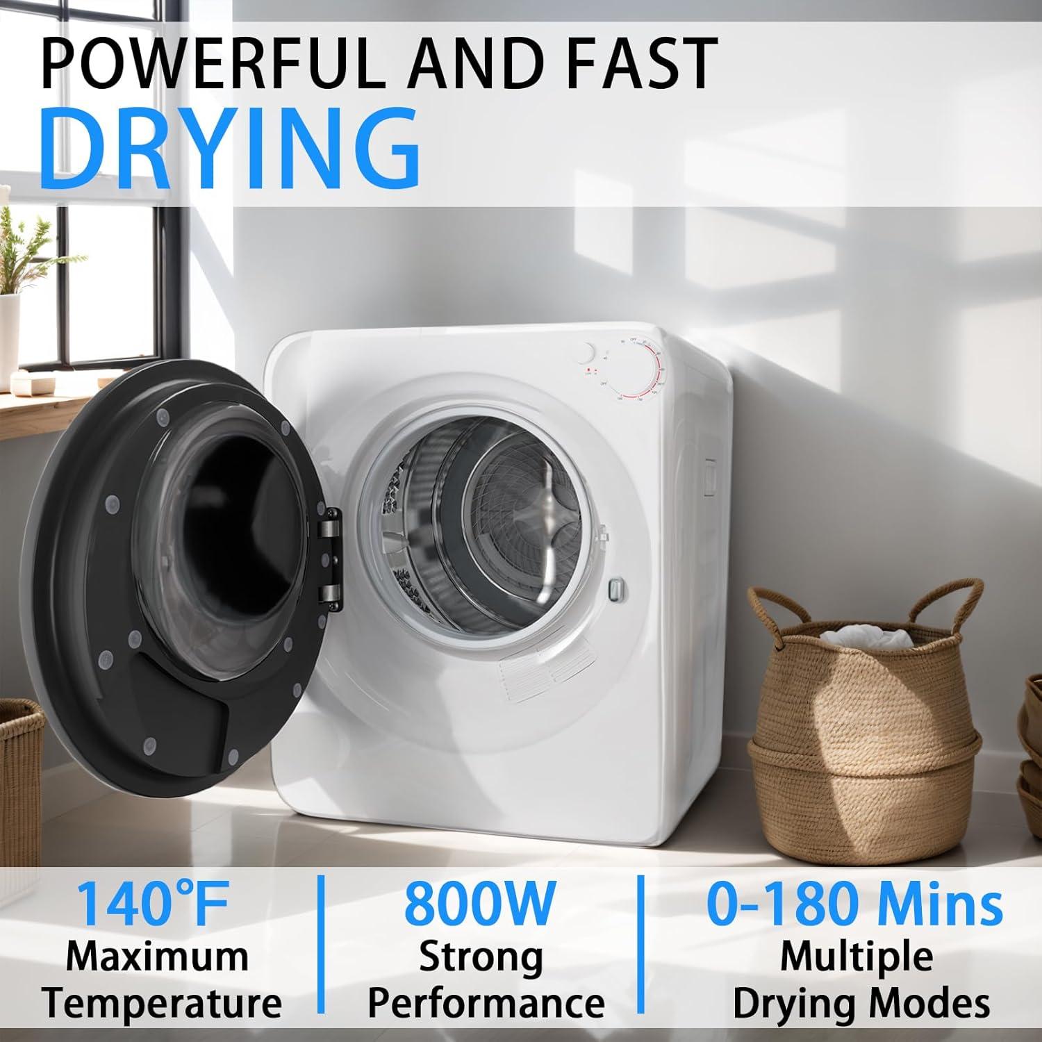 Secadora de Ropa Compacta Erivess HGJ-2 1.6 Pies³ 800W Blanca