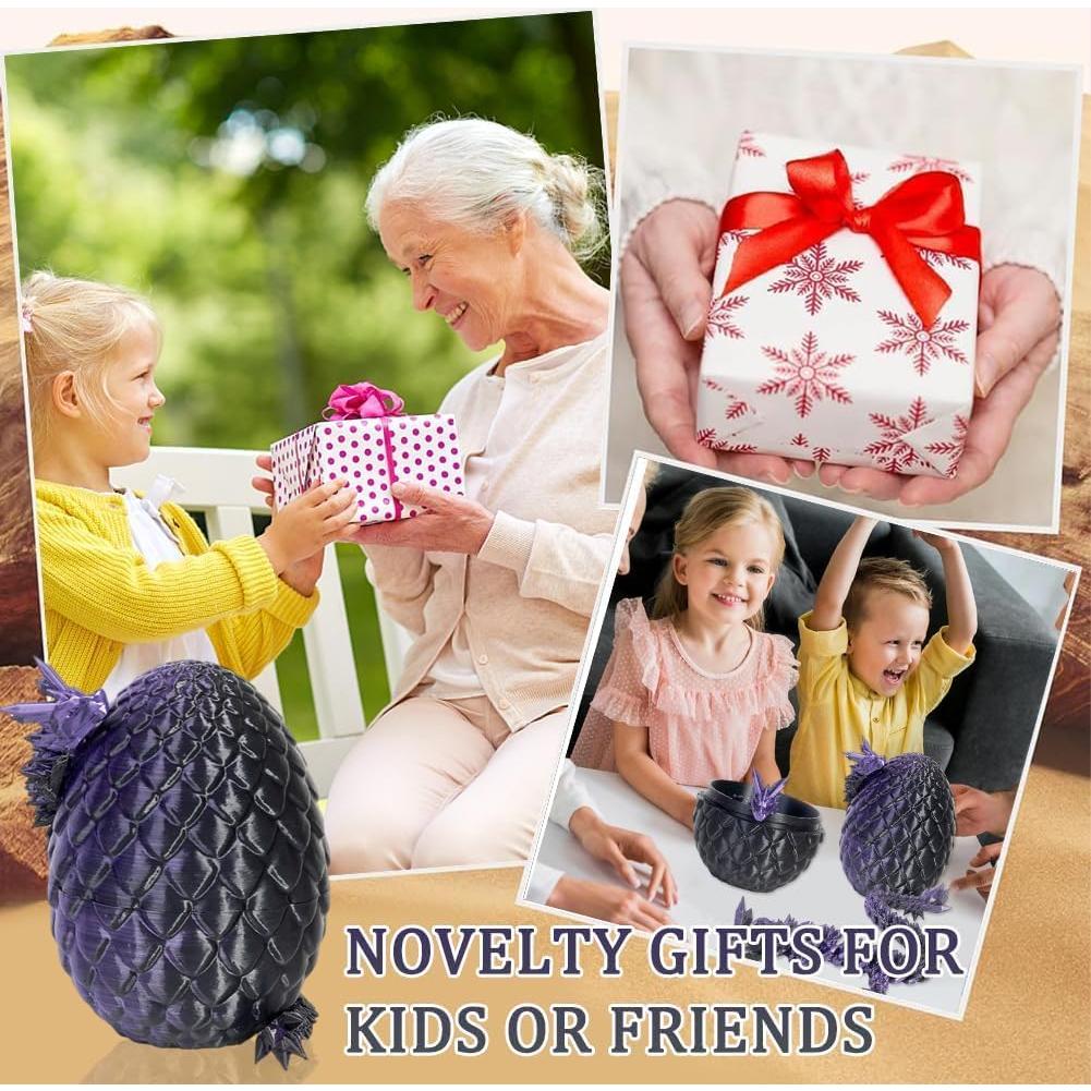 Huevo de Dragón 3D YILCER con Dragón de Cristal - Negro Púrpura